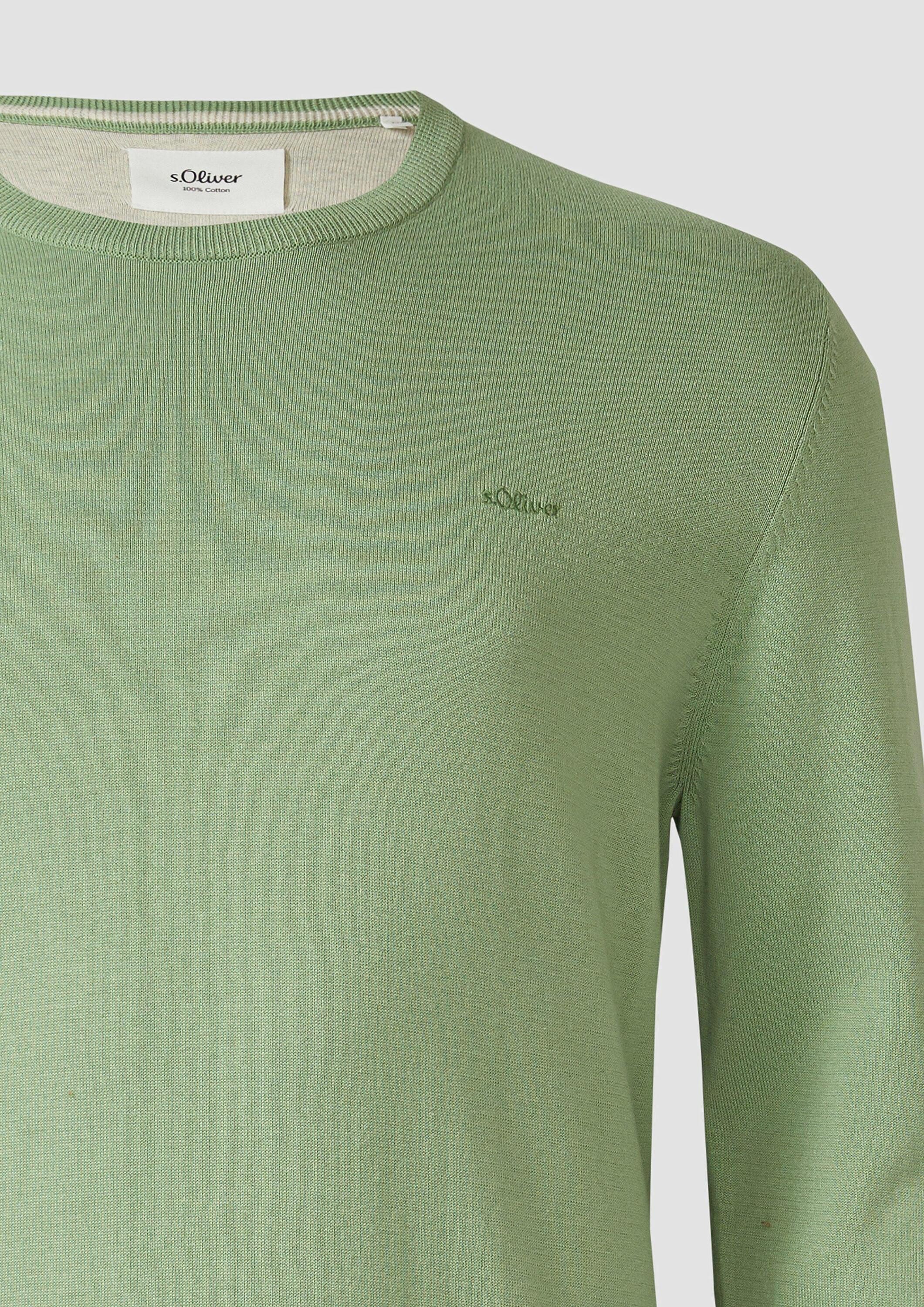 s.Oliver Longpullover Strickpullover Strickpullover mit Logo-Stickerei