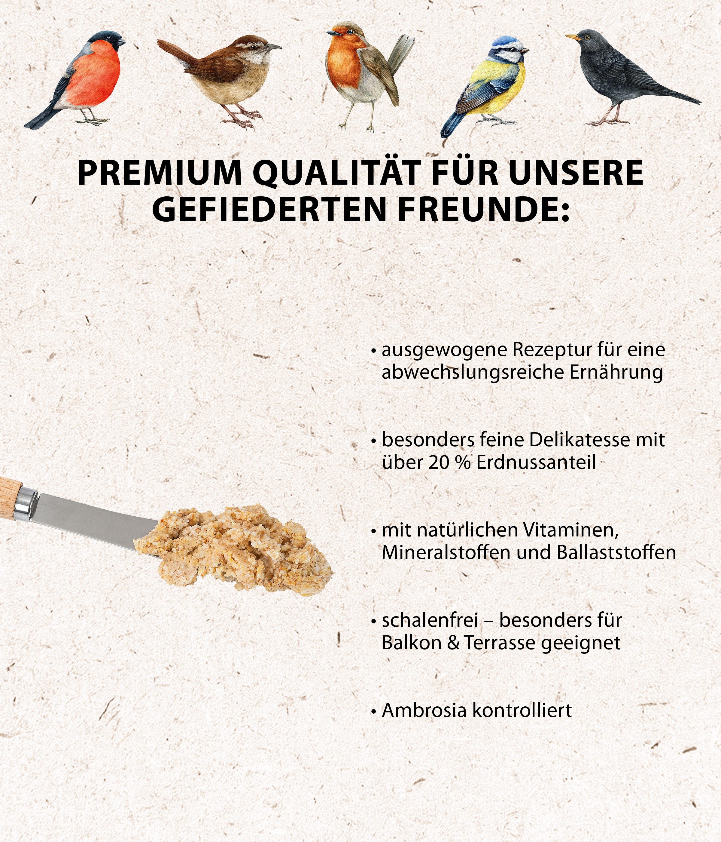 Dehner Natura Premium Erdnussbutter im Eimer, Wildvogelfutter, 2 kg Erdnuss günstig online kaufen