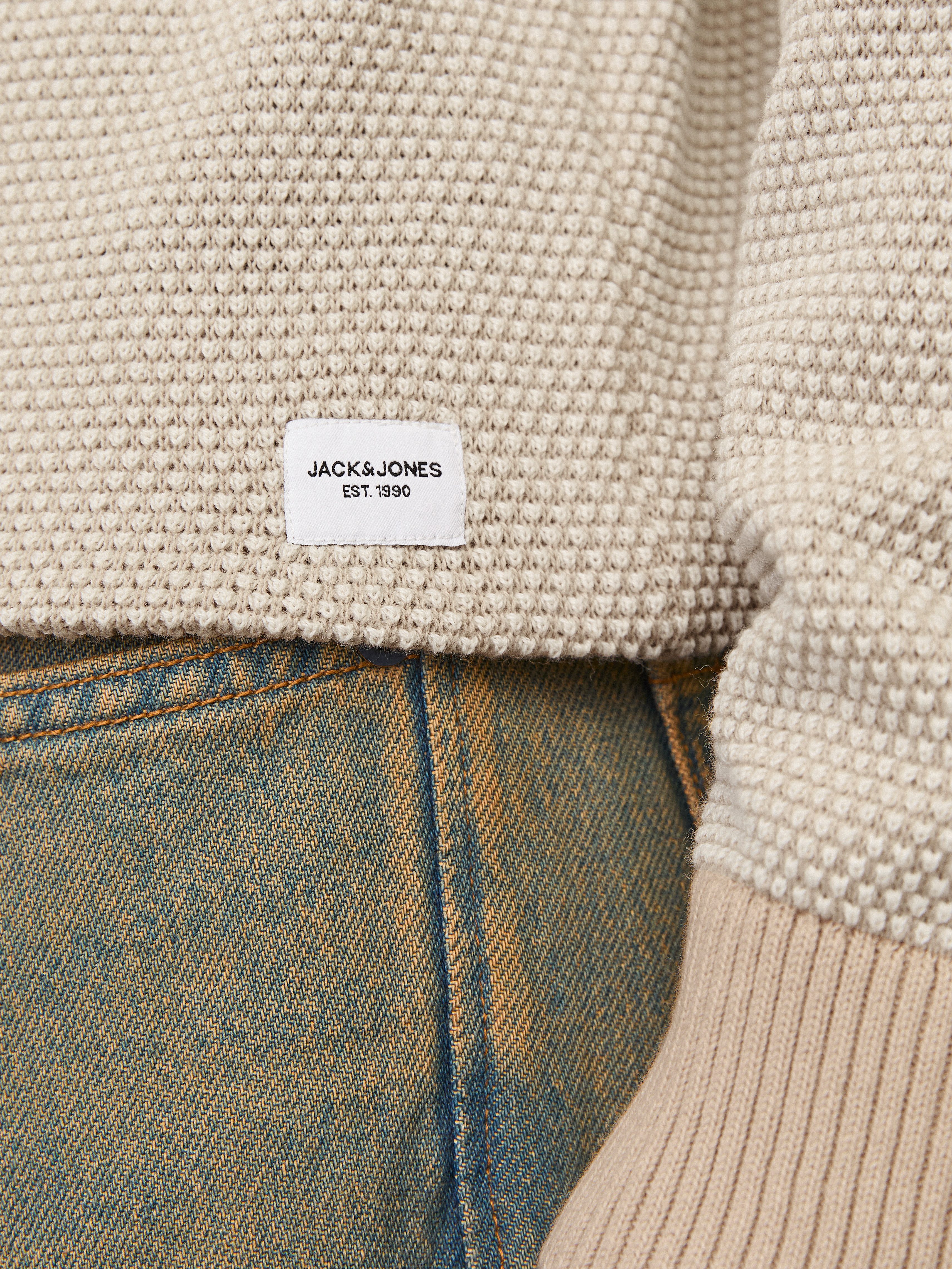 Jack & Jones Rundhalspullover JJEGLOBE KNIT CREW NECK NOOS in Strick Optik