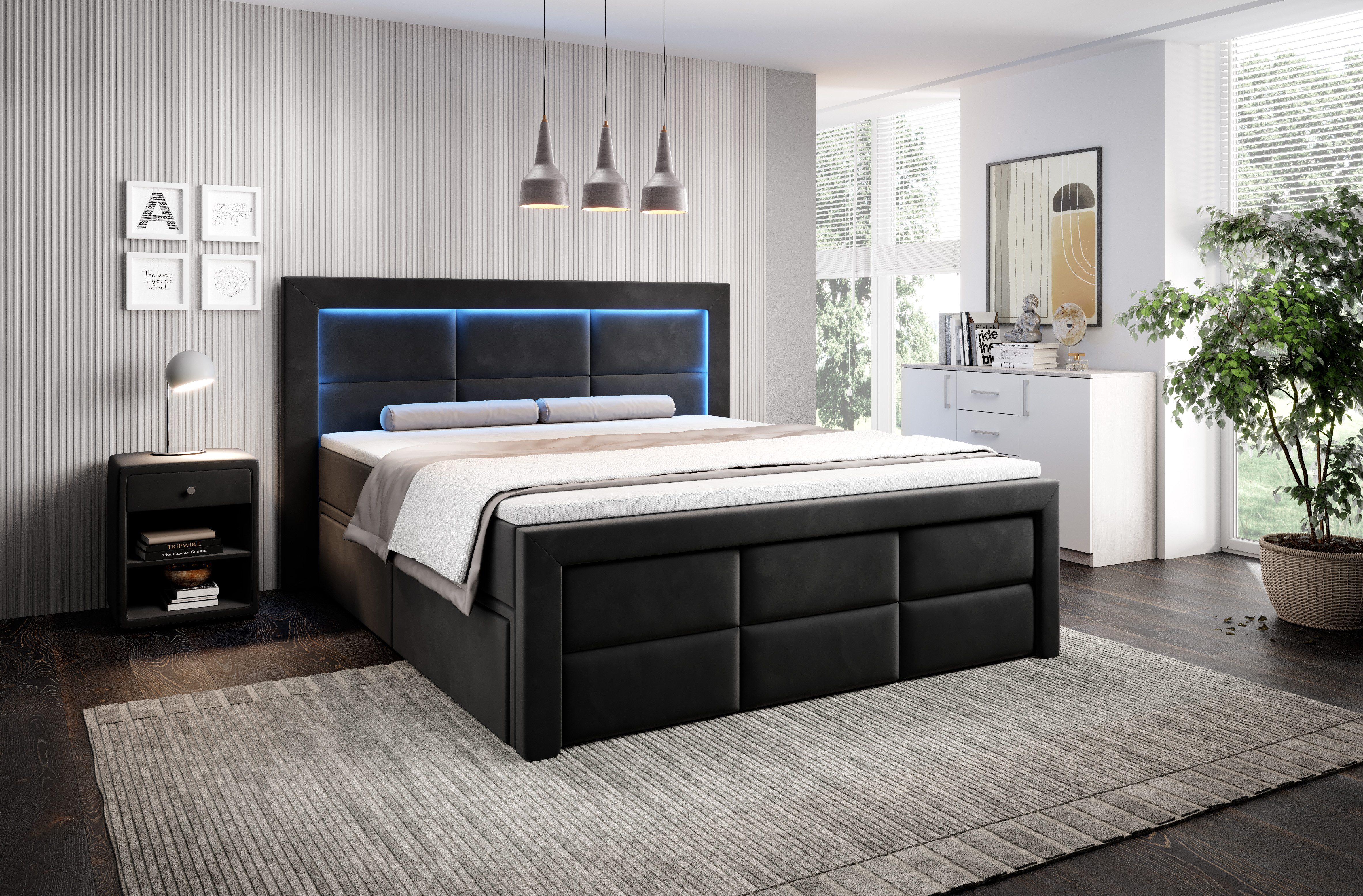 PROMETO Möbel Boxspringbett Schlafbett mit 2 Schubladen Bettkasten 180x200c günstig online kaufen