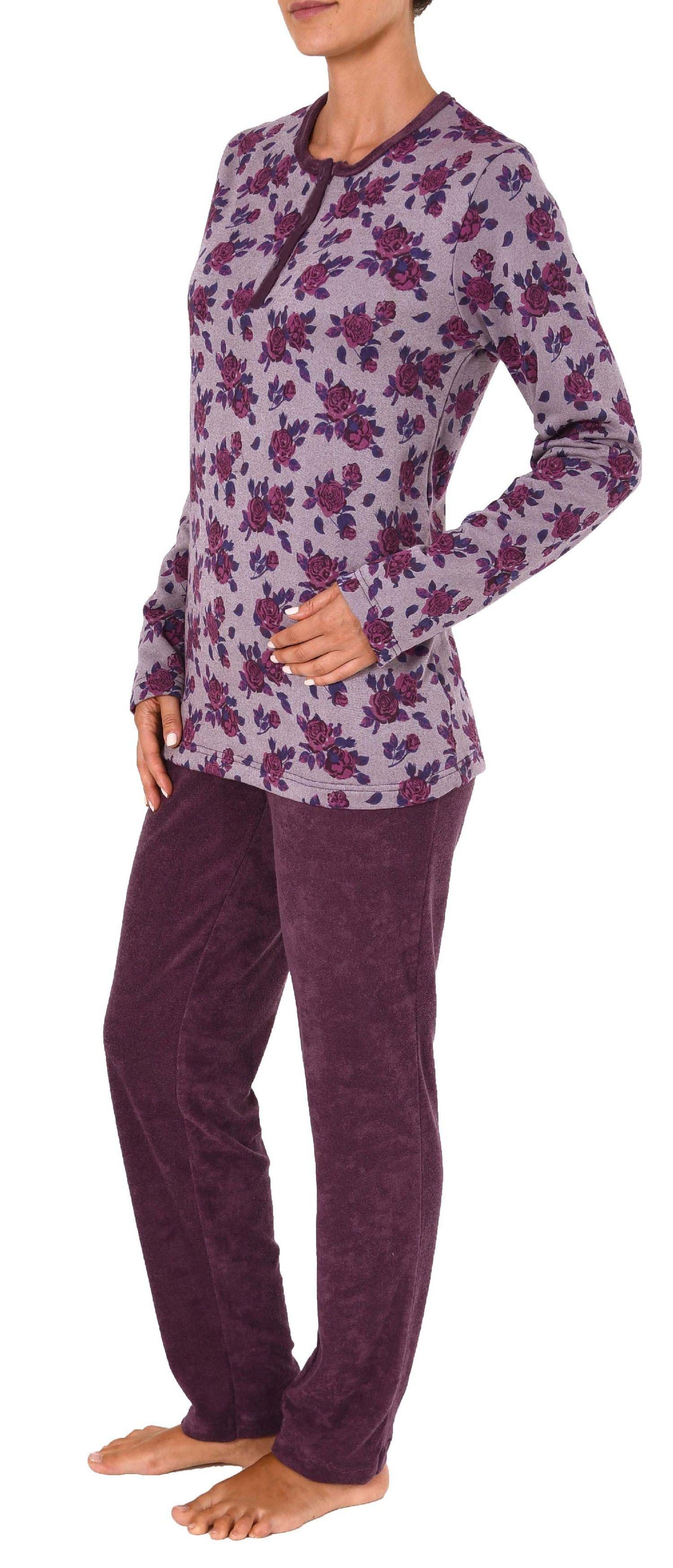 beere in Schlafanzug- langarm auch Normann Pyjama Übergrößen Damen erhältlich Frottee