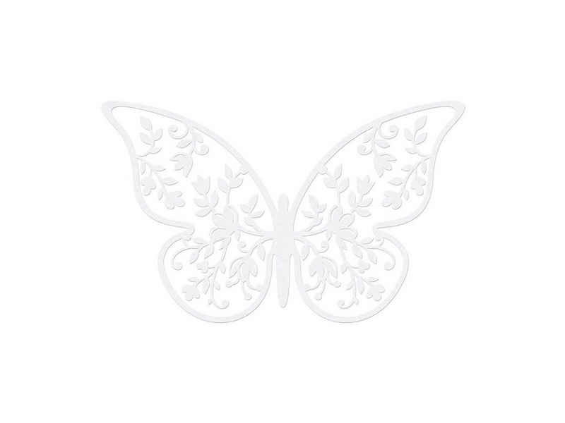 partydeco Papierschmetterlinge, Schmetterlinge Deko Papier 8x5cm weiß 10er Set
