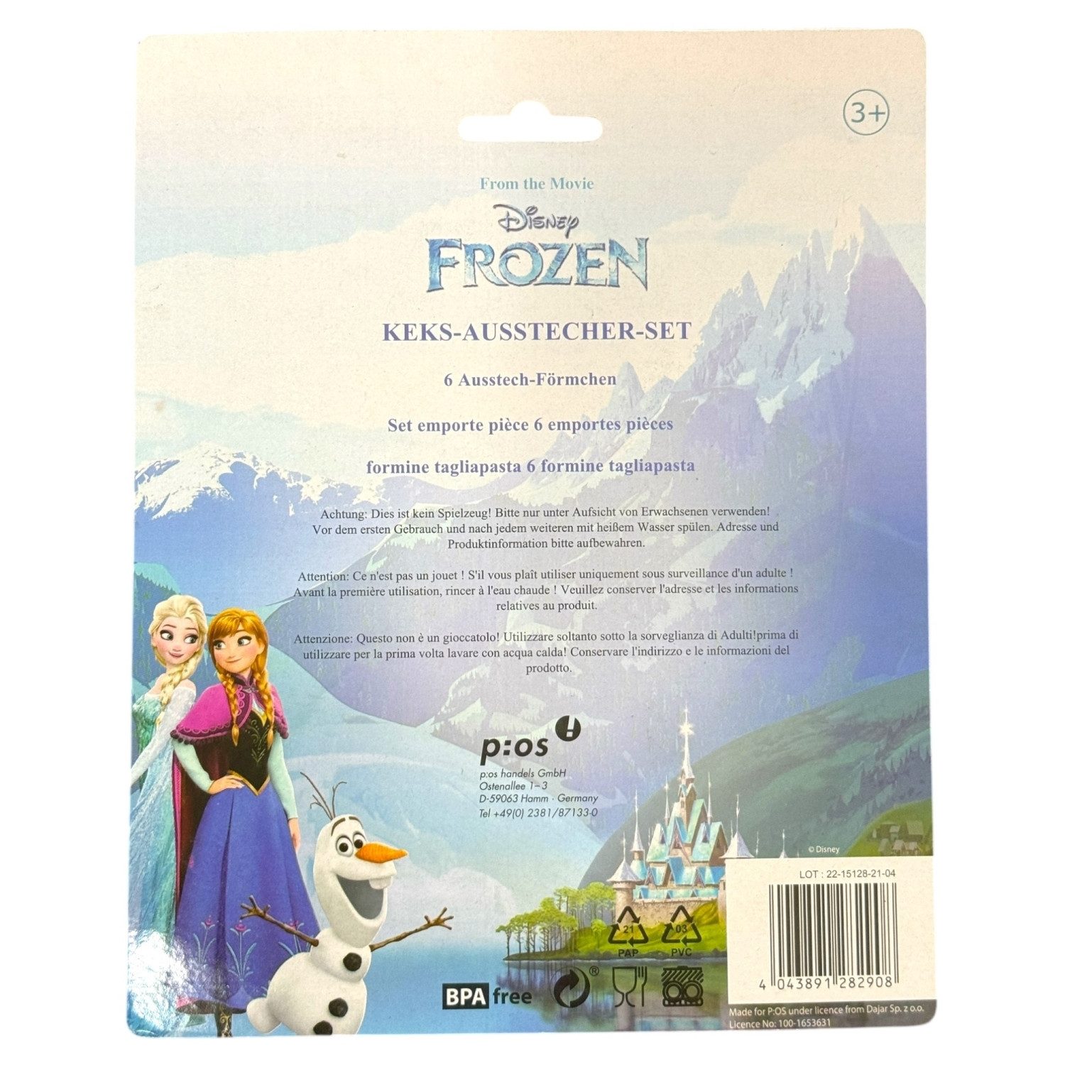 POS Ausstechform Ausstechform 6-teilig Backform Keks-Ausstech-Förmchen Motiv FROZEN, Kunststoff, (Packung)