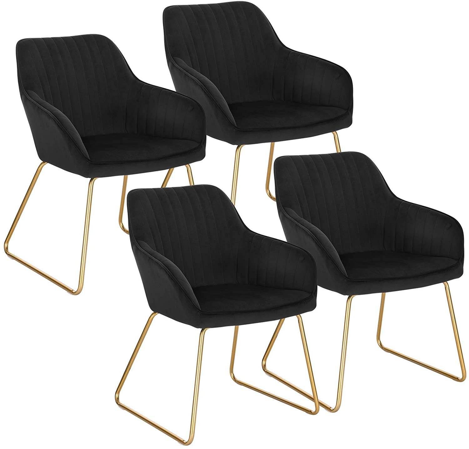Woltu Polsterstuhl (4 Stück), Esszimmerstuhl mit Armlehne Gold Beine  Sitzfläche aus Samt Schwarz online kaufen | OTTO