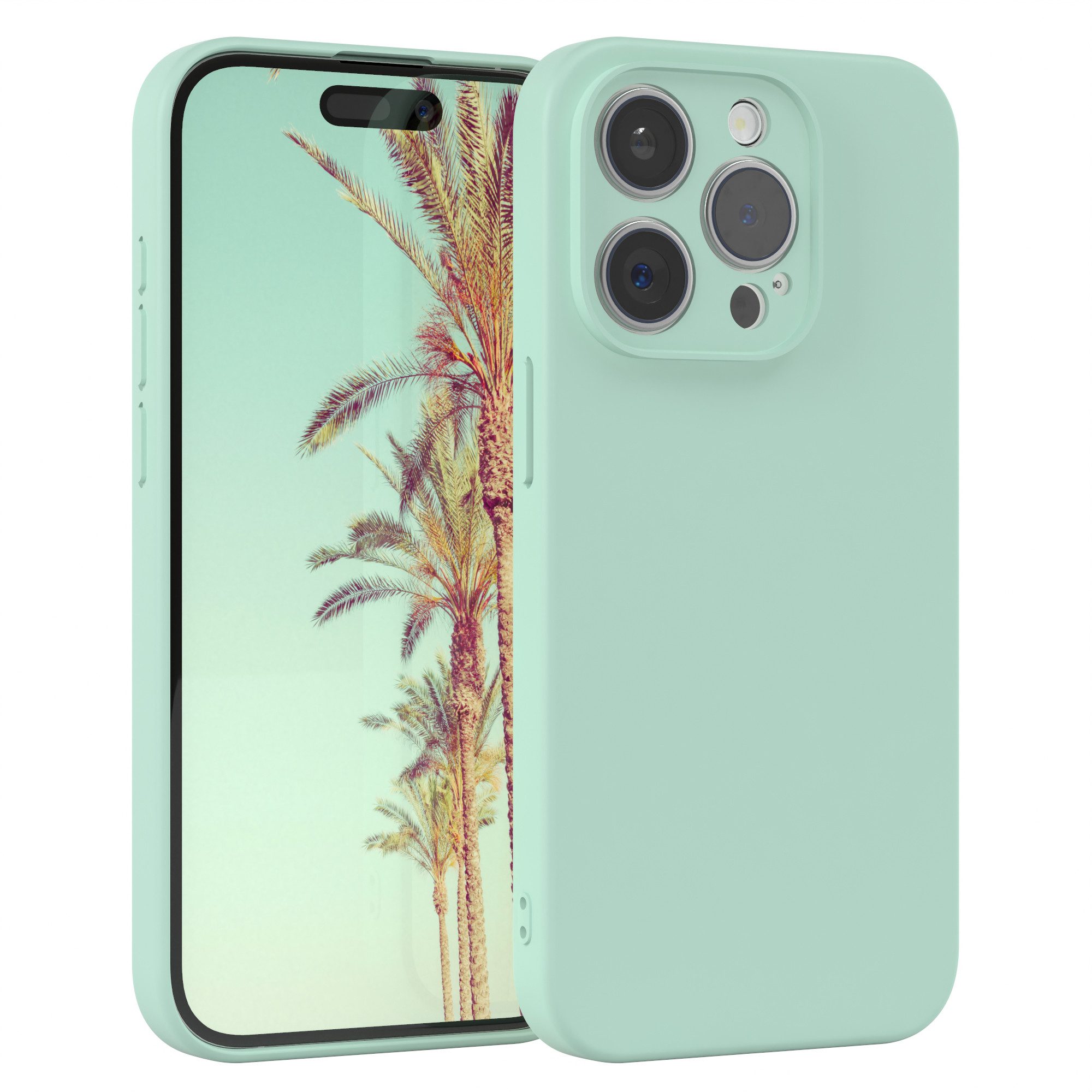 EAZY CASE Handyhülle für Apple iPhone 15 Pro Hülle Silikon 6,1 Zoll, Hülle Silikon kratzfest Smart Slimcover Bumper Case Etui Mint Grün