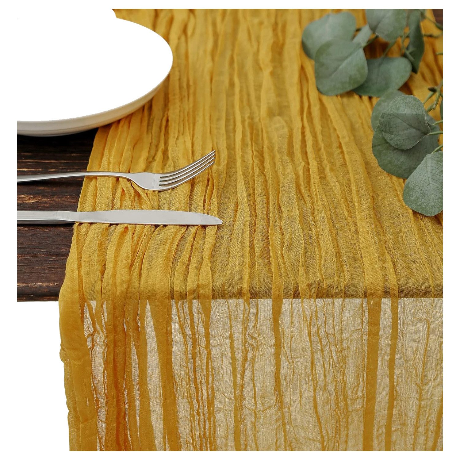 Zaewry Tischläufer Bali-Gaze mit Falten Tischdecke Bohemian Tabelle Flagge (1-tlg), 90 x 300 cm Romantische Tischdecke Dekoration