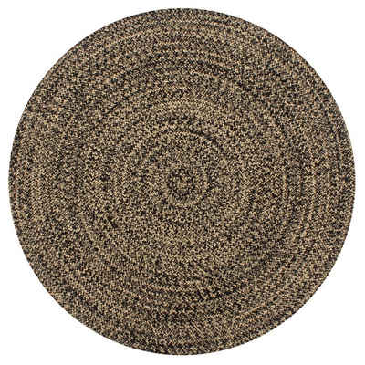 Teppich Teppich Handgefertigt Jute Schwarz und Natur 90 cm, vidaXL, Runde
