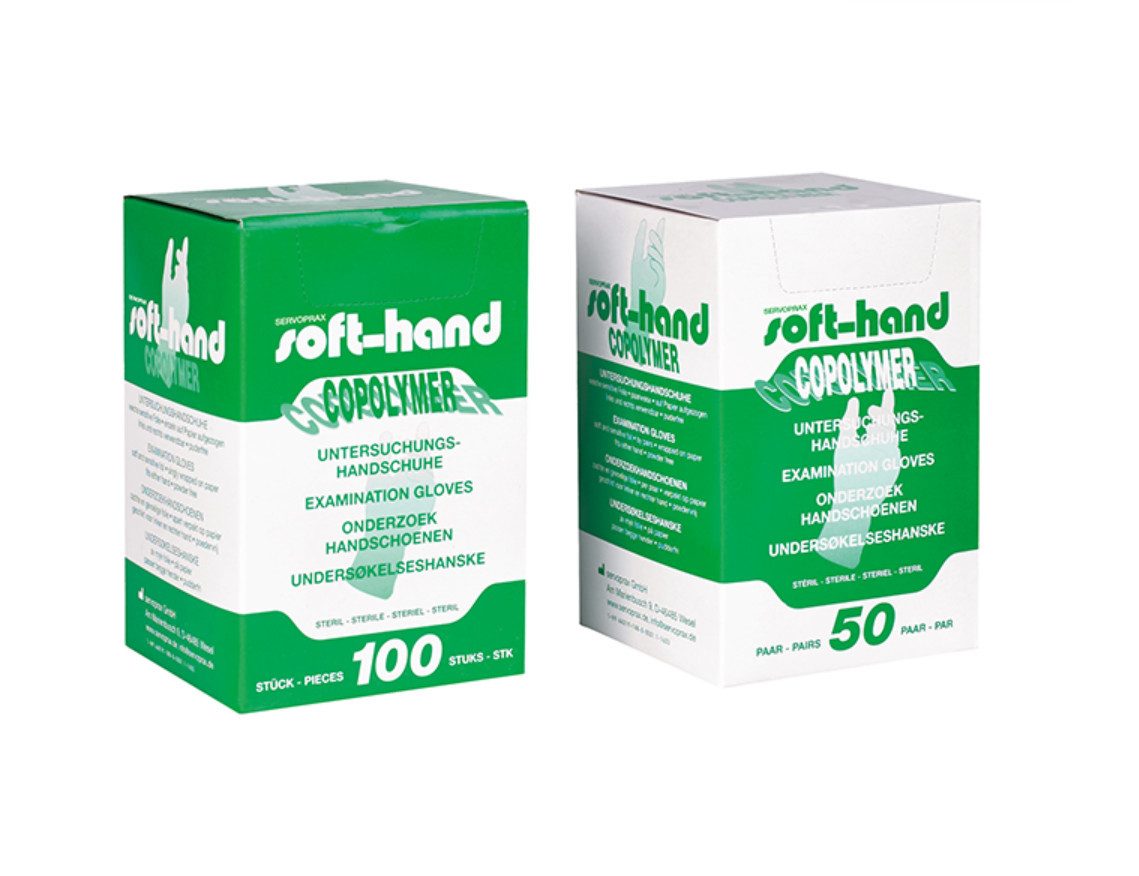 DocMed Einweghandschuhe Soft-Hand Copolymer - steril (Medizinische Einmalhandschuhe, 50-St., Steril verpackte Handschuhe, Für empfindliche Haut) Puder- und latexfrei, Hohe Reißfestigkeit und Flexibilität