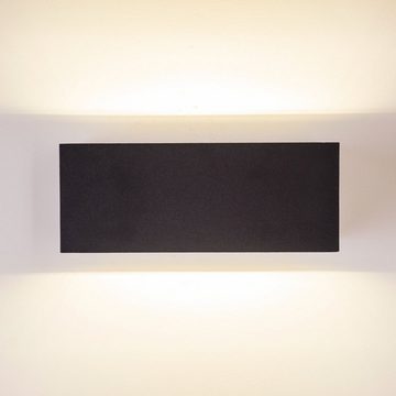 hofstein Außen-Wandleuchte »Carsoli« LED-Außenlampe, Außenwandleuchte aus Aluminium in Anthrazit, 4000 Kelvin, 1240 Lumen, mit Up- und Down Lichteffekt für die Hauswand