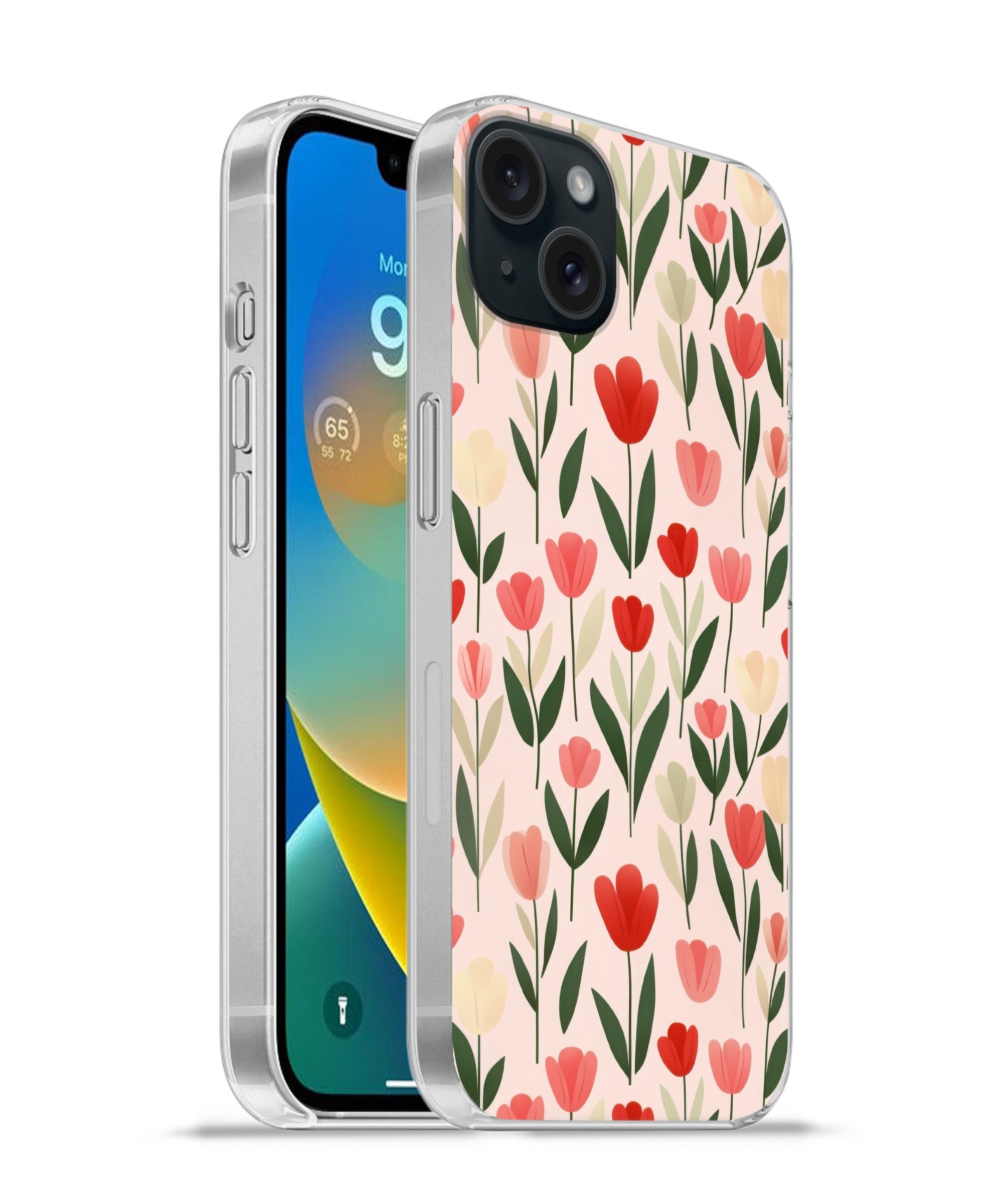 MuchoWow Handyhülle für Apple iPhone 15 Plus Tulpen - Modern - Rosa, Smartphone-Bumper, Print, Handy Schutzhülle Dünn