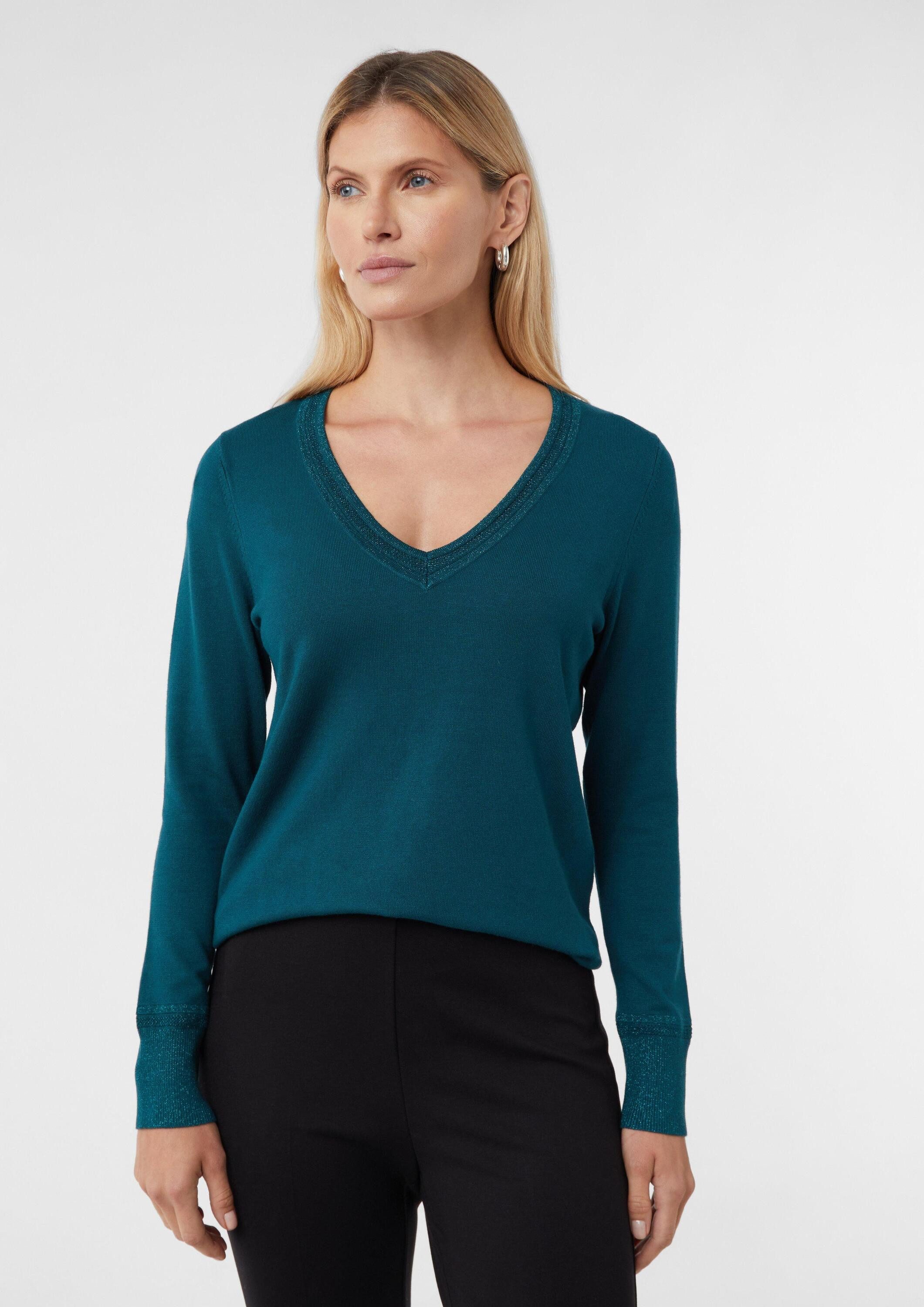 comma Длинные Вязаные свитера Feinstrickpullover mit Glitzergarn-Details