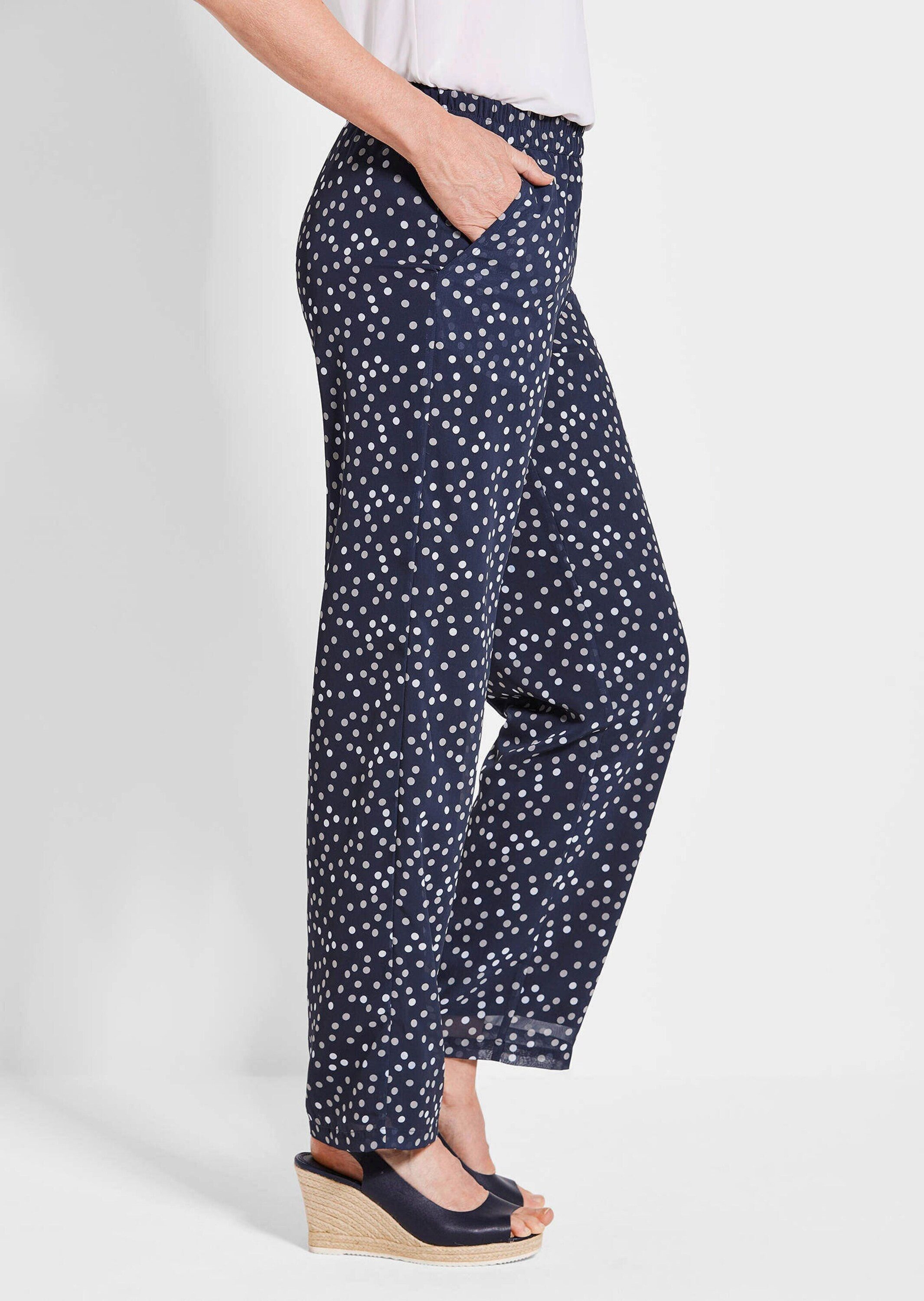 GOLDNER Schlupfhose Luftige Hose VERA mit Tupfenmuster Weite Chiffonhose mit Dehnbund, Taschen, Allover-Print, langes Bein