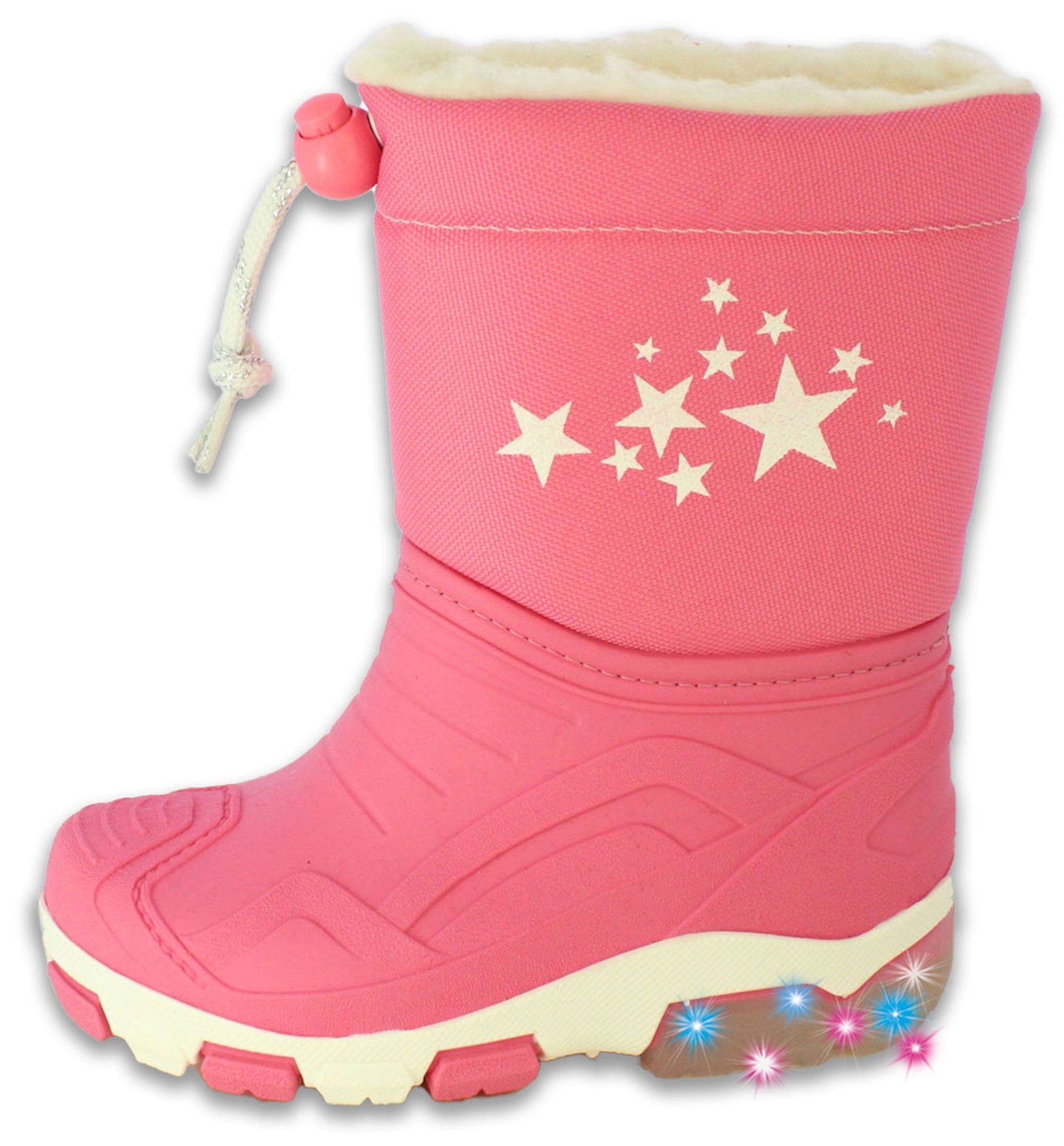 Beck Winterstiefel Blinking Stars Резиновые сапоги (für Mädchen, sehr warmes flauschiges Warmfutter, Blinksohle für mehr Sicherheit im Dunkeln) Zum Schlupfen, leichter Einstieg