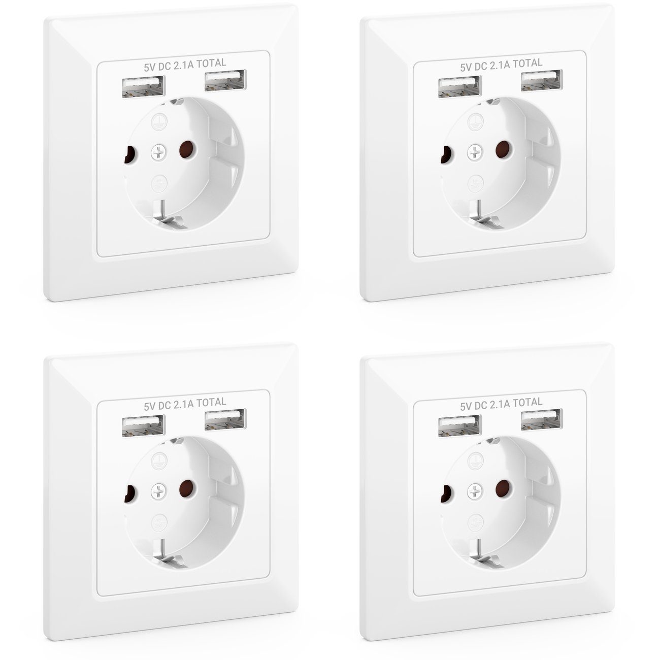 deleyCON deleyCON 4x Einbausteckdose mit 2x USB Wandsteckdose Schutzkontakt Розеткиleiste