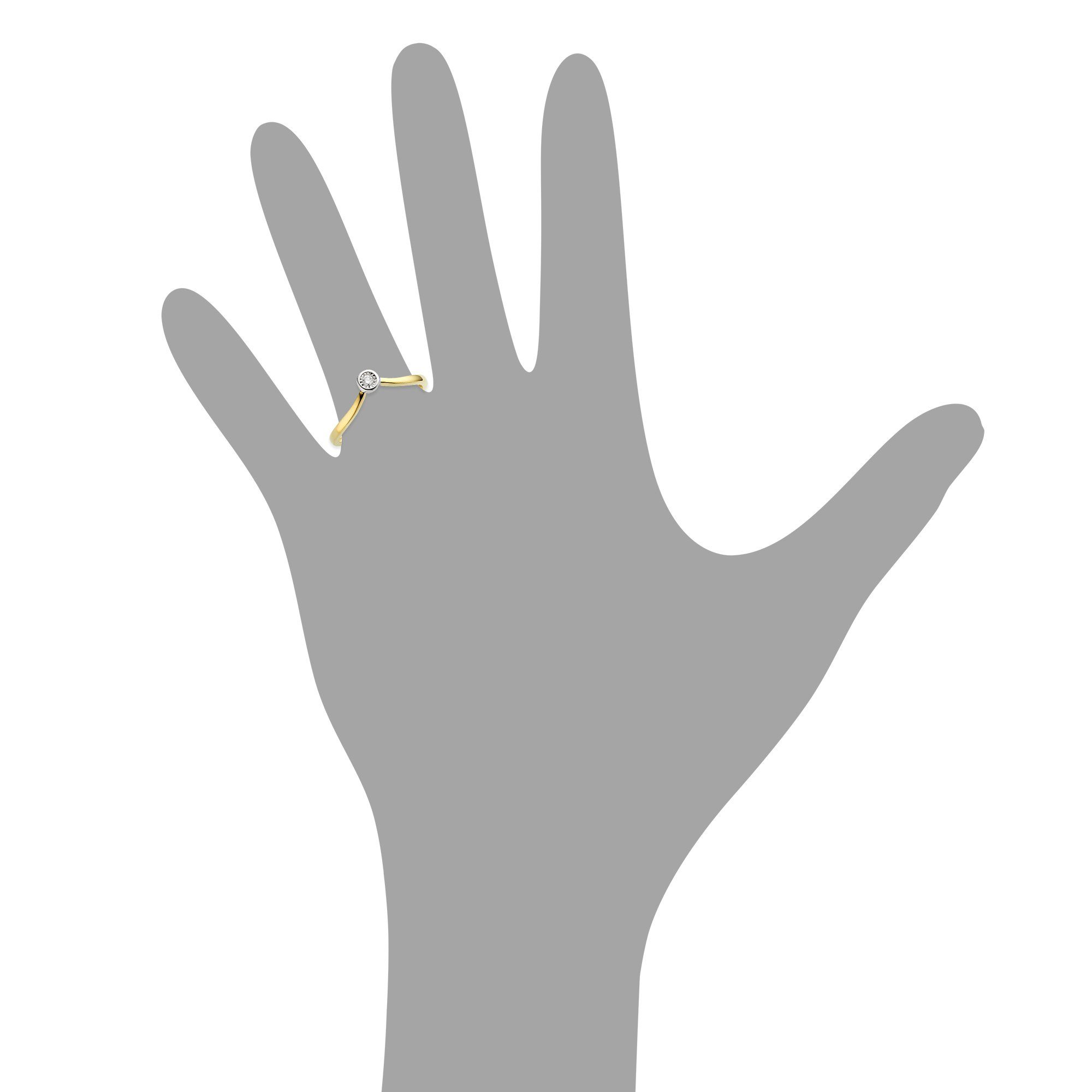 zweifarbig 0,03ct. K. Gold Ellen 375 Fingerring Diamonds Brillant by