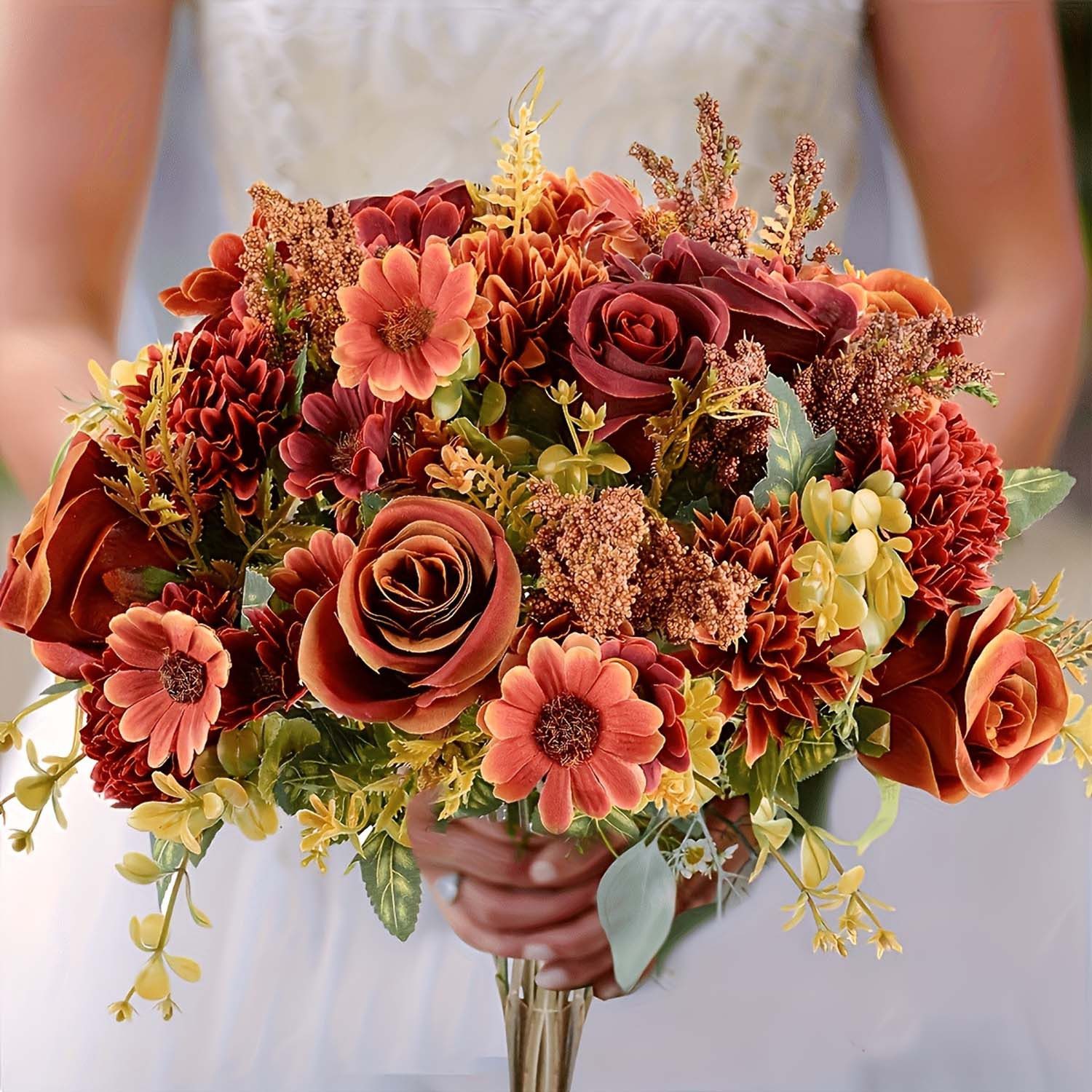 Kunstblumenstrauß 2er-Set künstlicher Blumenstrauß mit Gänseblümchen,Herbst, Diwzbyn – Bild 2 von 5