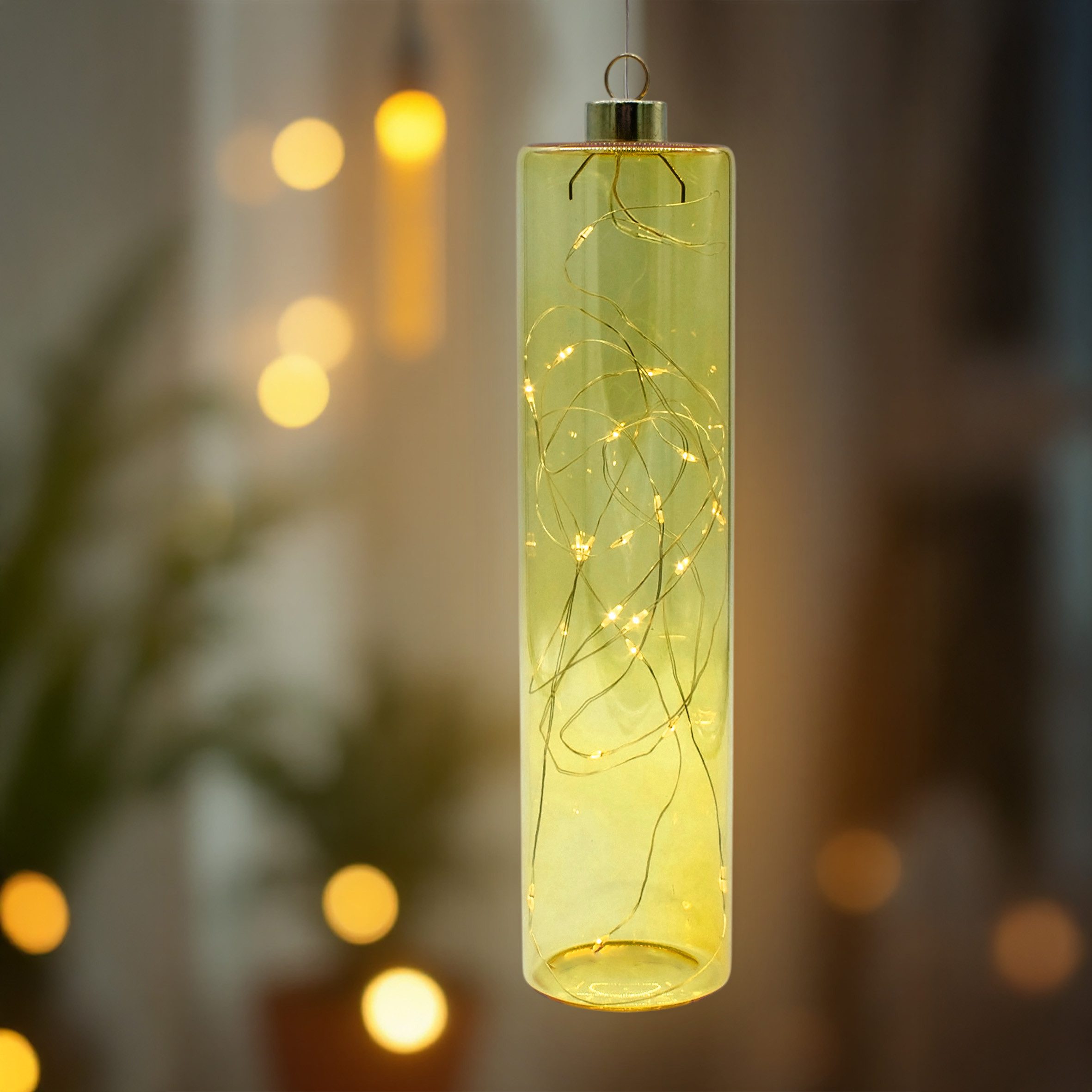 Spetebo LED Pendelleuchte Glas - 24 x 6 cm, mit Timer, LED fest integriert, günstig online kaufen