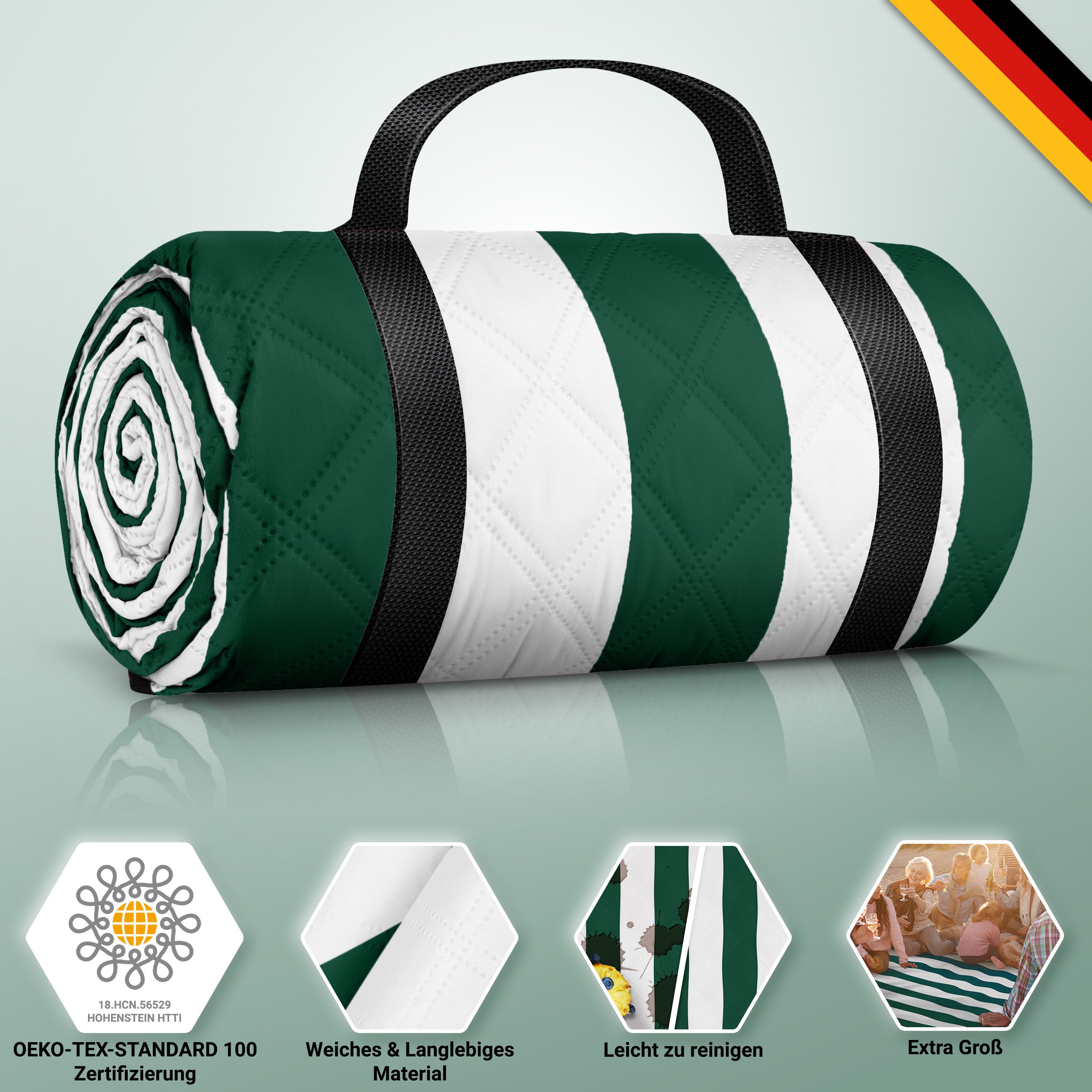 Picknickdecke HOEL® Picknickdecke 200x200 cm wasserabweisend + isoliert XXL, HOEL