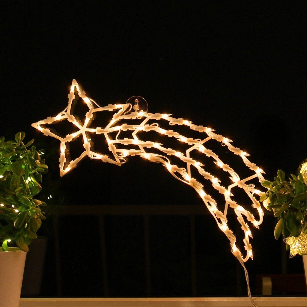 Fensterbild Warmweiß LED, LED Sternschnuppe Weihnachtsdeko Fenster-Silhouette Beleuchtet, Fensterbild dszapaci
