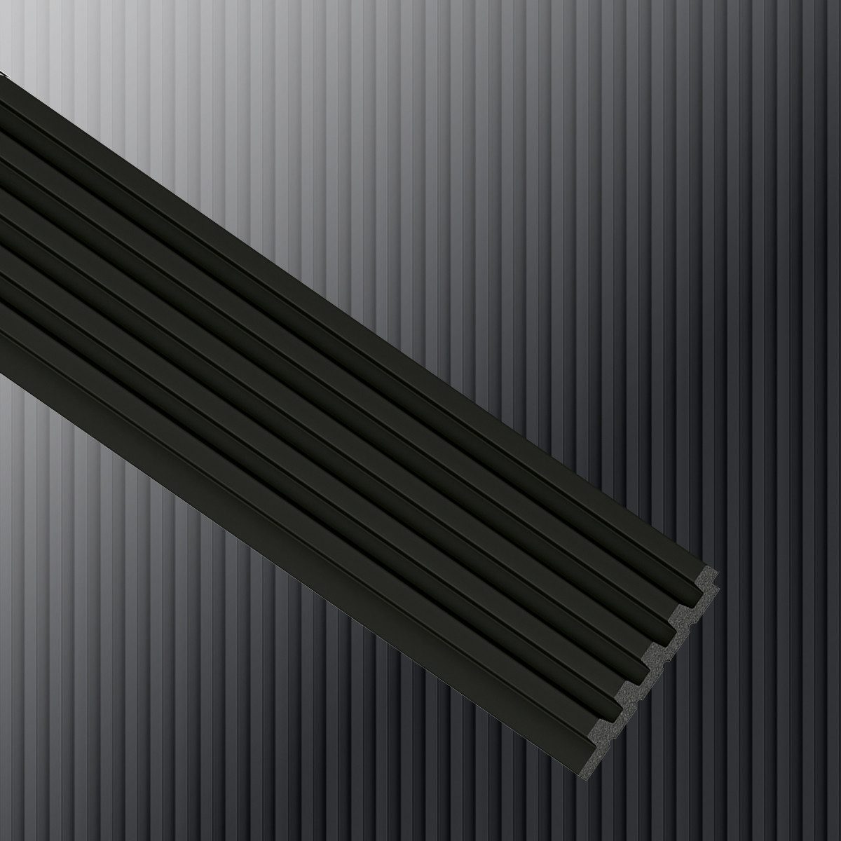 Vox Wandpaneel Lamellenpaneel Linerio S-LINE 0,32 qm Akustikpaneel St. 2,65 m black, BxL: 12x265 cm, 0,32 qm, (1 Stück, 0,323) wasserfeste, schallreduzierende Wandverkleidung mit 3-D-Effekt