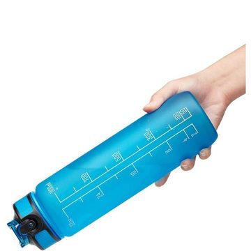 Fivejoy Trinkflasche Große Wasserflasche im Sportplastikpokal im Freien im Freien im Freien, 1000ml Zeitmarkierungs