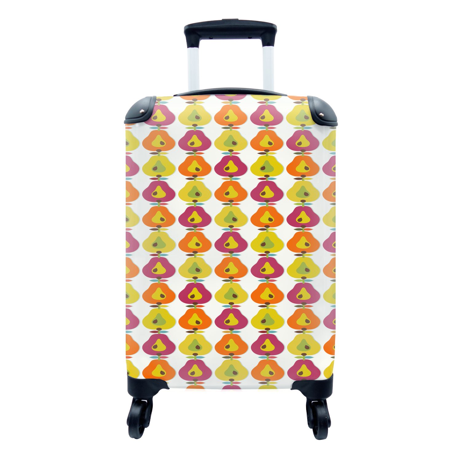 MuchoWow Handgepäckkoffer Retro - Design - Birne - Obst, 4 Rollen, Reisetasche mit rollen, Handgepäck für Ferien, Trolley, Reisekoffer