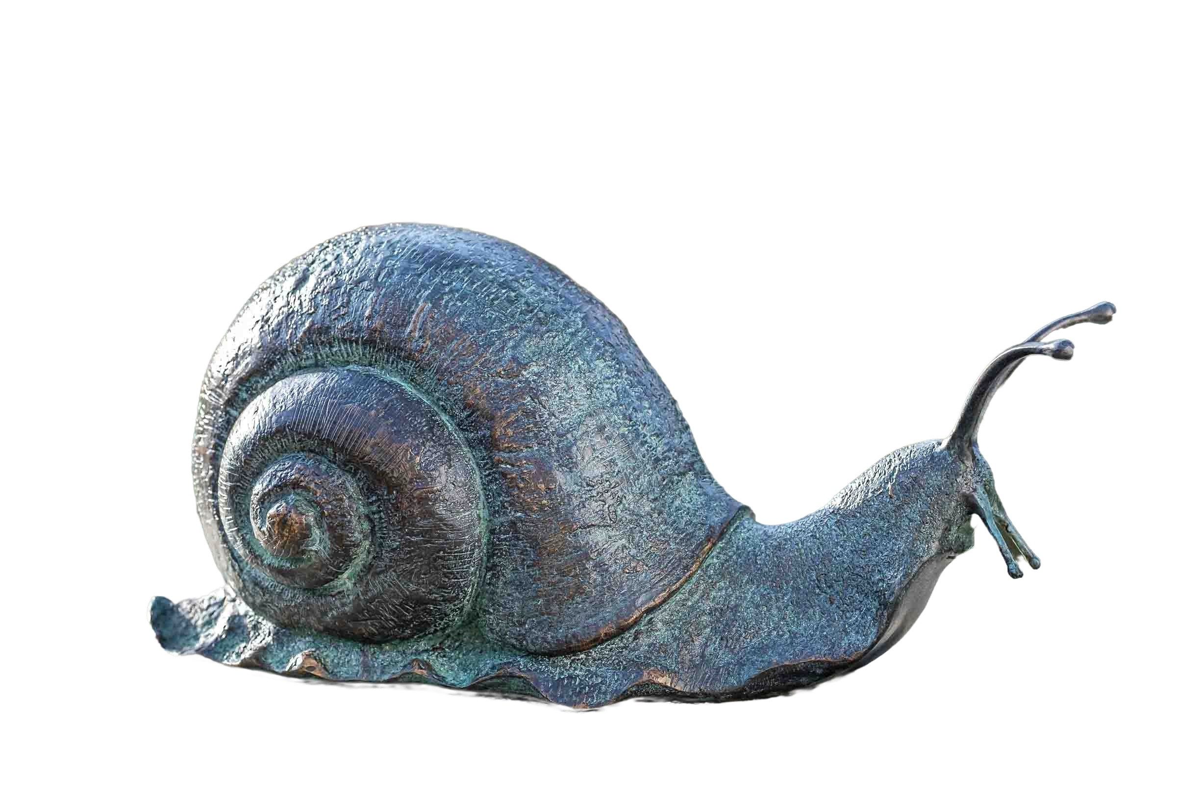 Gartenfigur IDYL Bronze-Skulptur Schnecke grün