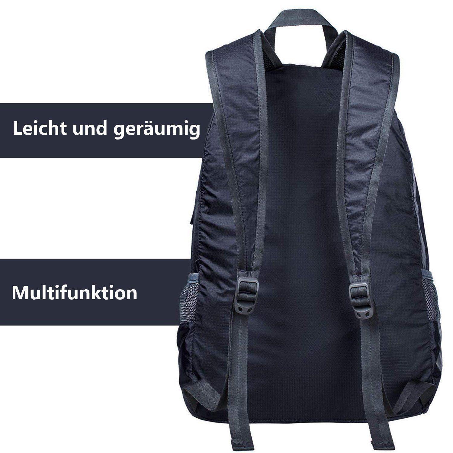 G4Free Freizeitrucksack, 20L Faltbarer Ultraleichter Wanderrucksack Dunkelblau