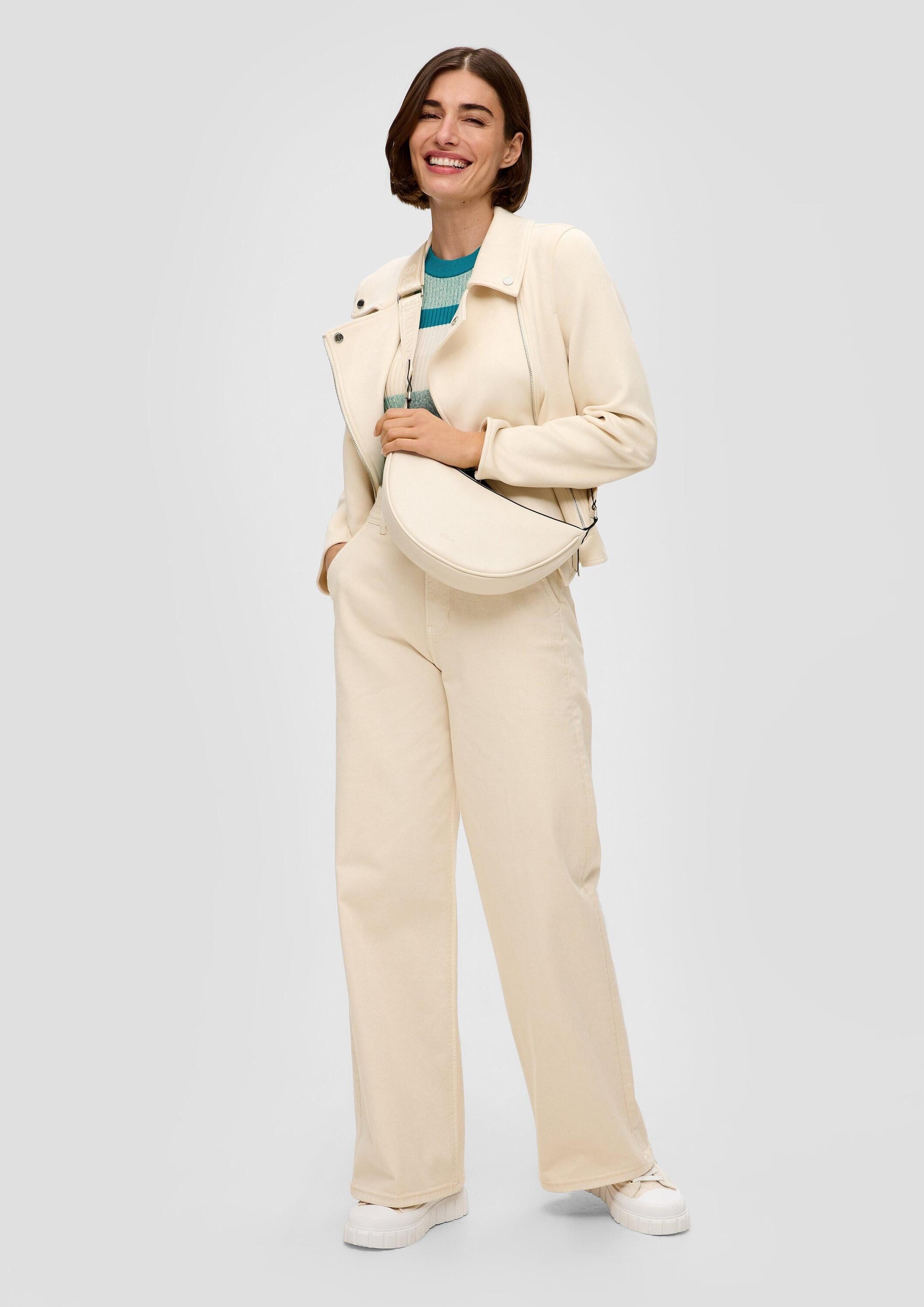 s.Oliver Kurzarmpullover Strickpullover Strickshirt mit Rippstruktur