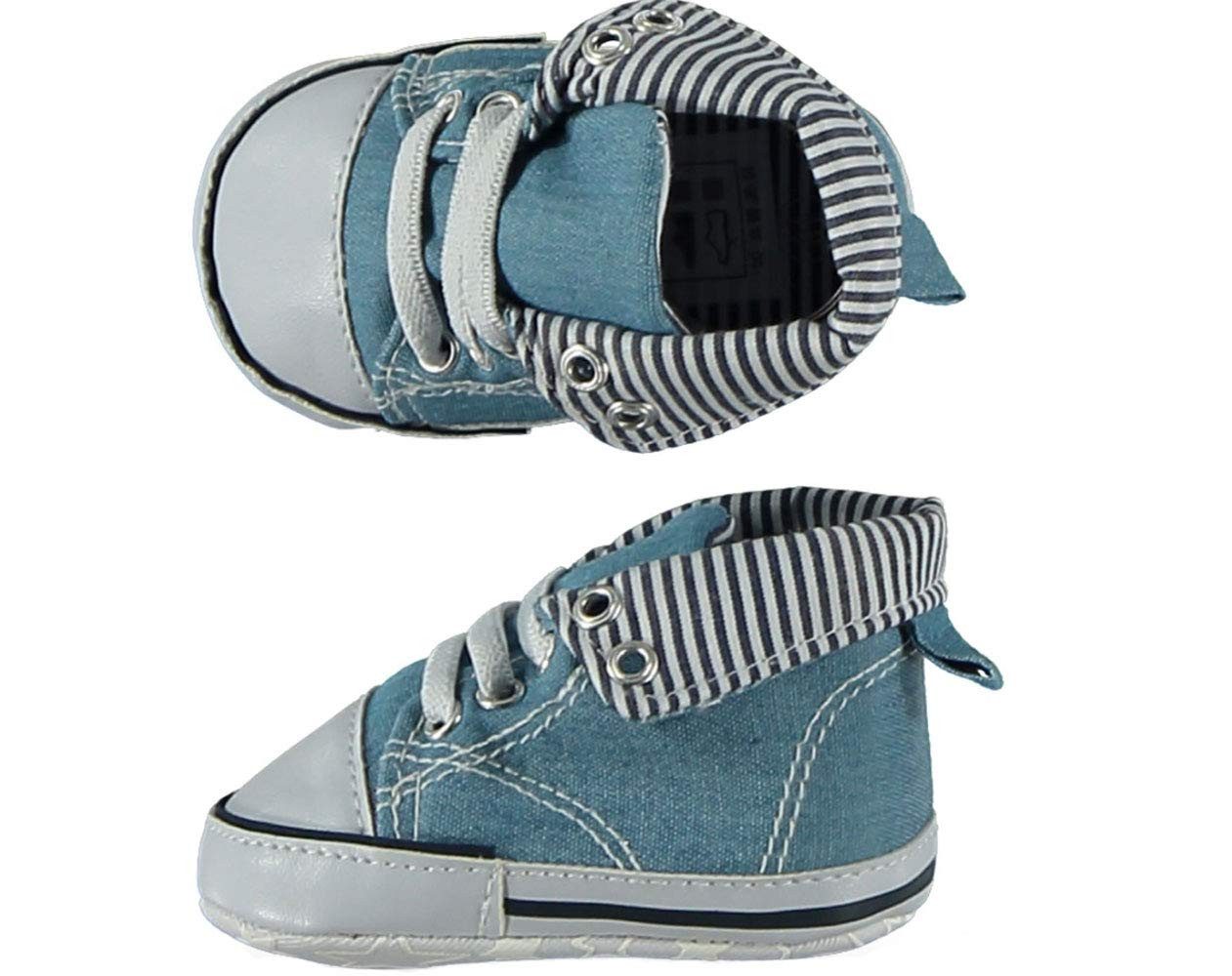 Steinnacher Bärbel Baby Sneaker für Jungen hellblau Streifen Babystiefel