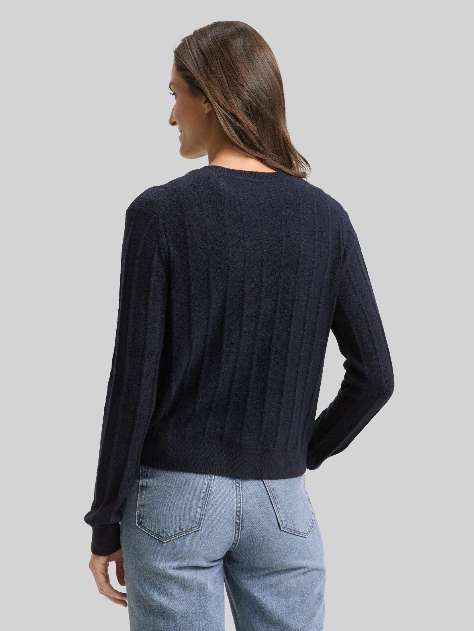 TOM TAILOR Cardigan Pullover & Strickjacken Rib Cardigan mit Wollanteil