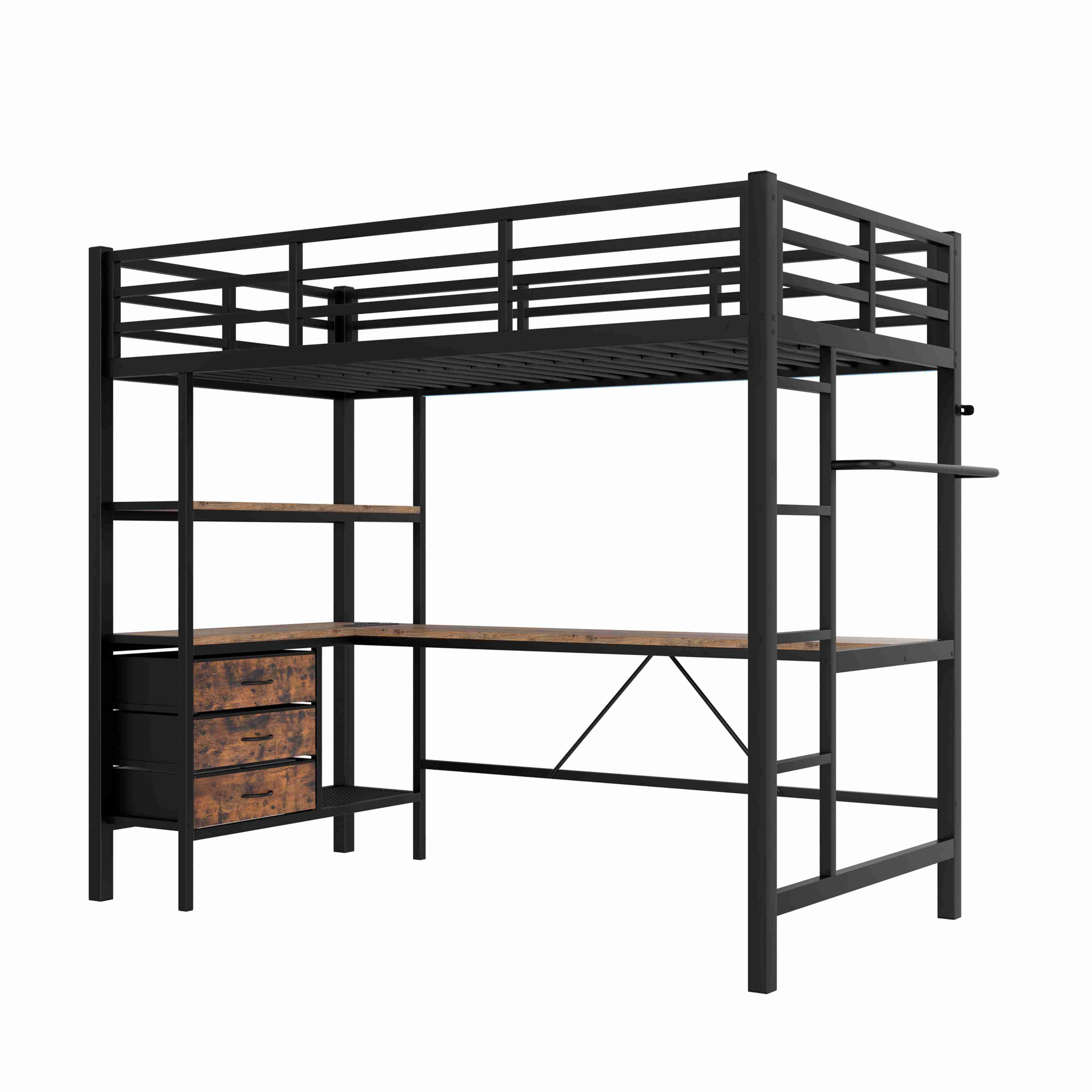 BlingBin Hochbett (1-St., mit LED-Licht, USB, Schreibtisch & Stauraum) 90x2 günstig online kaufen