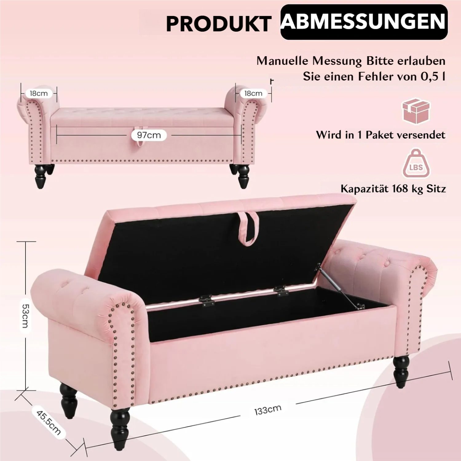 TLGREEN Bettbank Doppelter Hocker mit Stauraum, (Samt,Eleganz und Komfort mit Stauraum), Multifunktionsbank für Wohnzimmer,Schlafzimmer – Bild 2 von 5