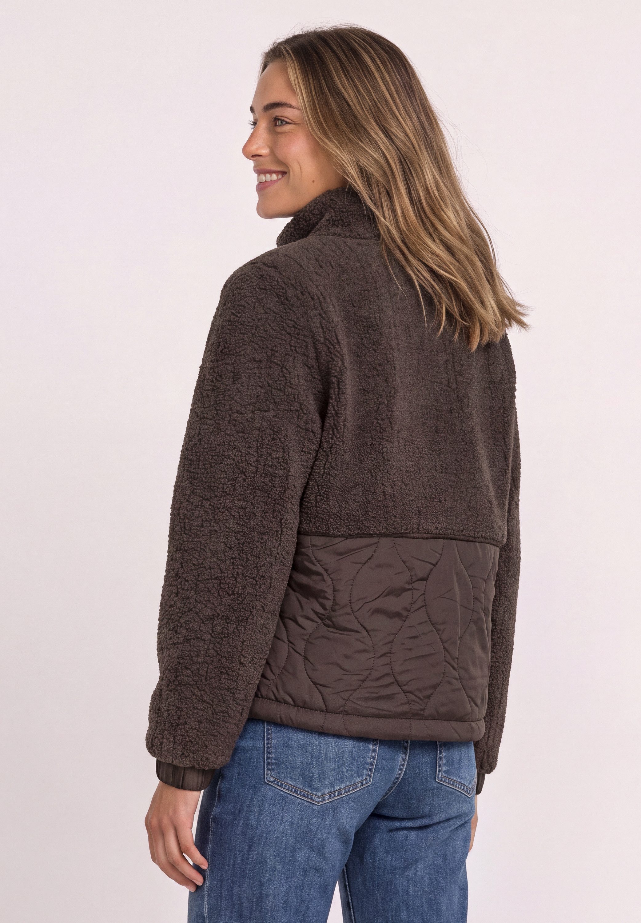 STREET ONE Fellimitatjacke mit Tunnelzugsaum