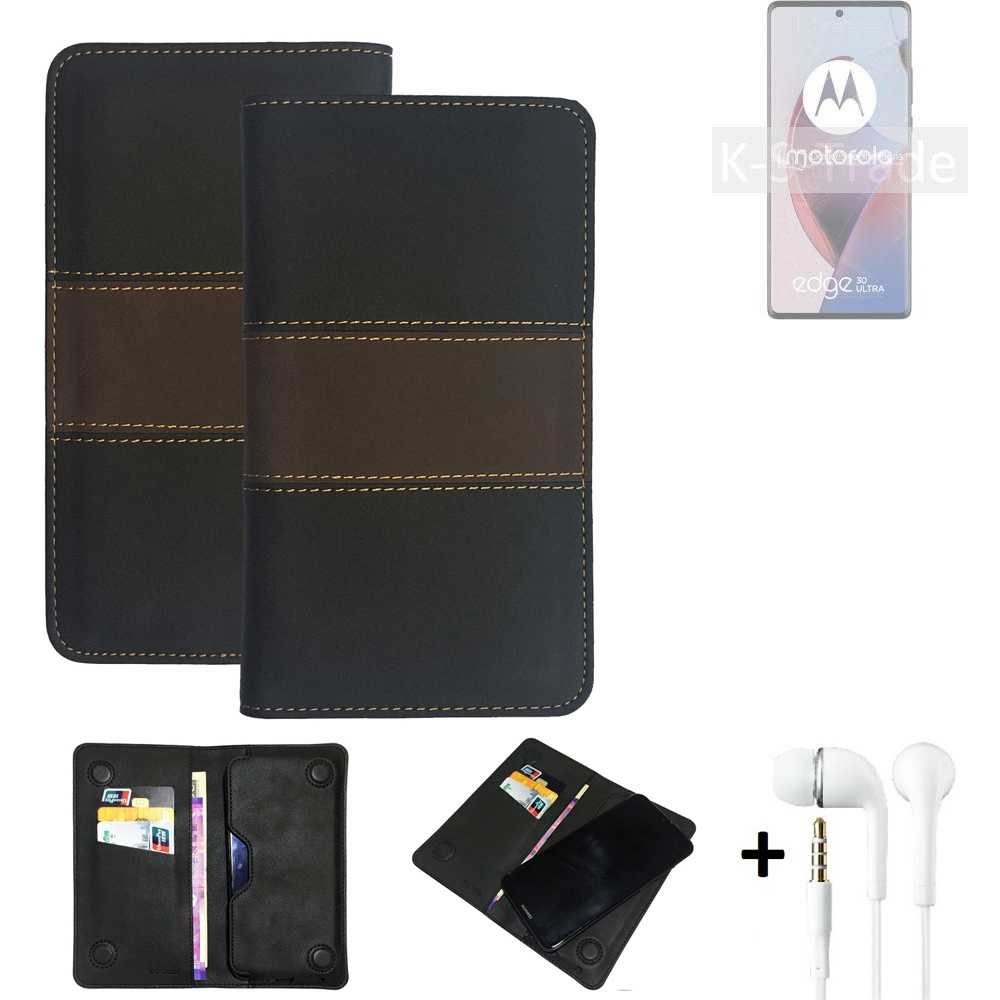 K-S-Trade Handyhülle für Motorola Edge 30 Ultra, Handyhülle + Kopfhörer Schutzhülle Walletcase Bookstyle Tasche