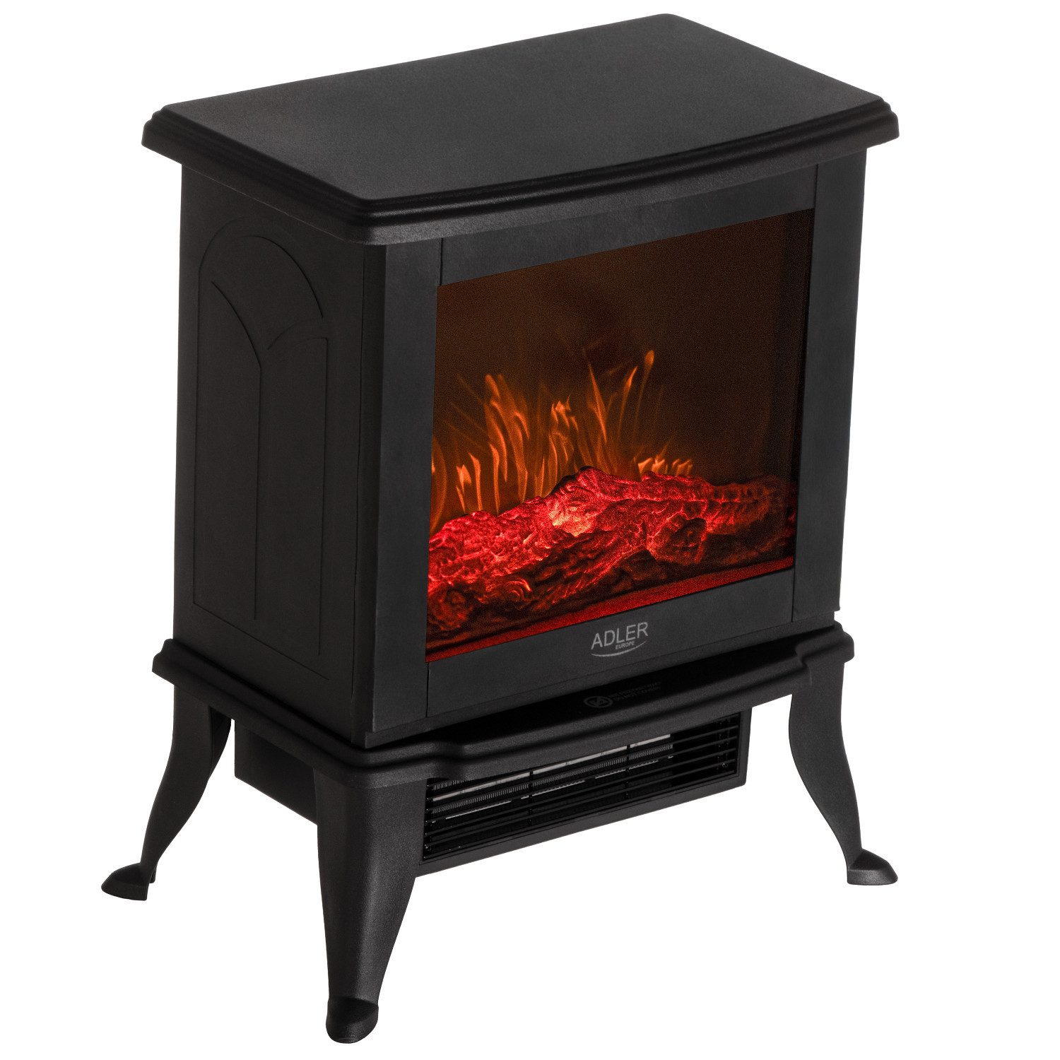 Adler Dekokamin AD 7754 Elektrischer Kamin 1800W 3D Flammeneffekt, 2 Heizstufen, max. Leistung 1800W, Thermostat