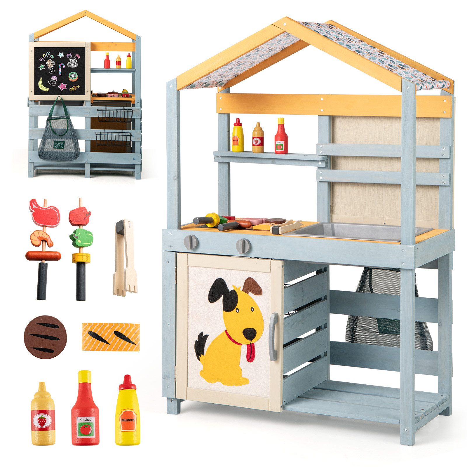 KOMFOTTEU Outdoor-Spielküche, 2 in 1 Matschküche, günstig online kaufen