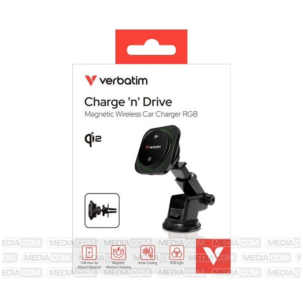 Verbatim Handy-Halterung Verbatim CND-01 KFZ Wireless Charger Schwarz, (1-tlg)
