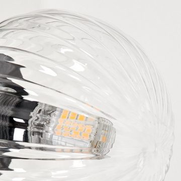 hofstein Stehlampe Stehlampe aus Metall/Riffelglas in Schwarz/Klar, ohne Leuchtmittel, Leuchte mit Glasschirmen (10cm), Fußschalter, 5xG9, ohne Leuchtmittel