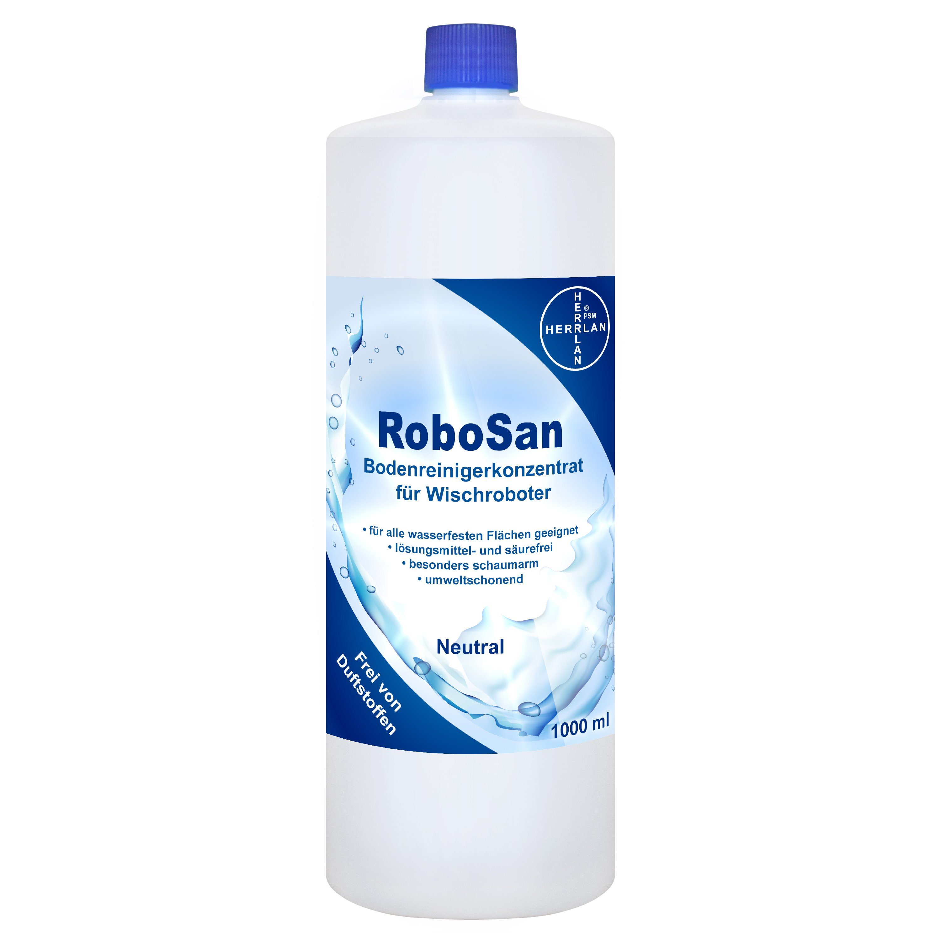 HERRLAN RoboSan Bodenreiniger - Konzentrat Fussbodenreiniger (ohne Duftstoffe für Wischroboter 1000 ml)