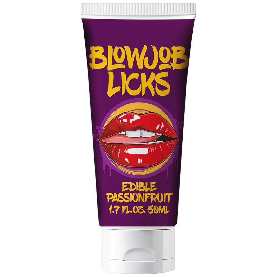 PharmQuests Gleit- und Massagegel Blowjob Licks, Tube, 1-tlg., köstliches Massage Körpergel mit Passionsfrucht-Geschmack