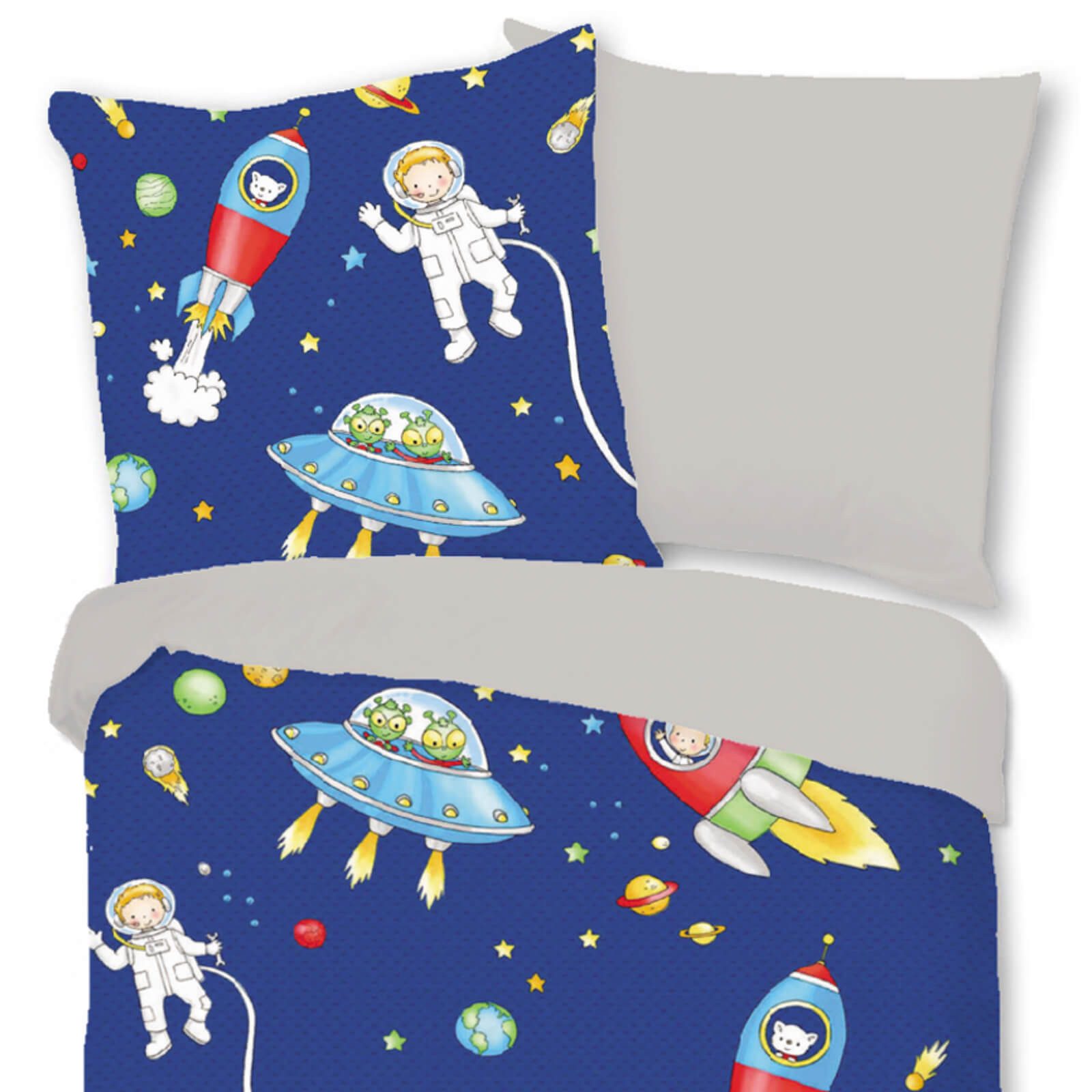 ESPiCO Kinderbettwäsche Weltraumfreunde, Renforcé, 2 teilig, günstig online kaufen
