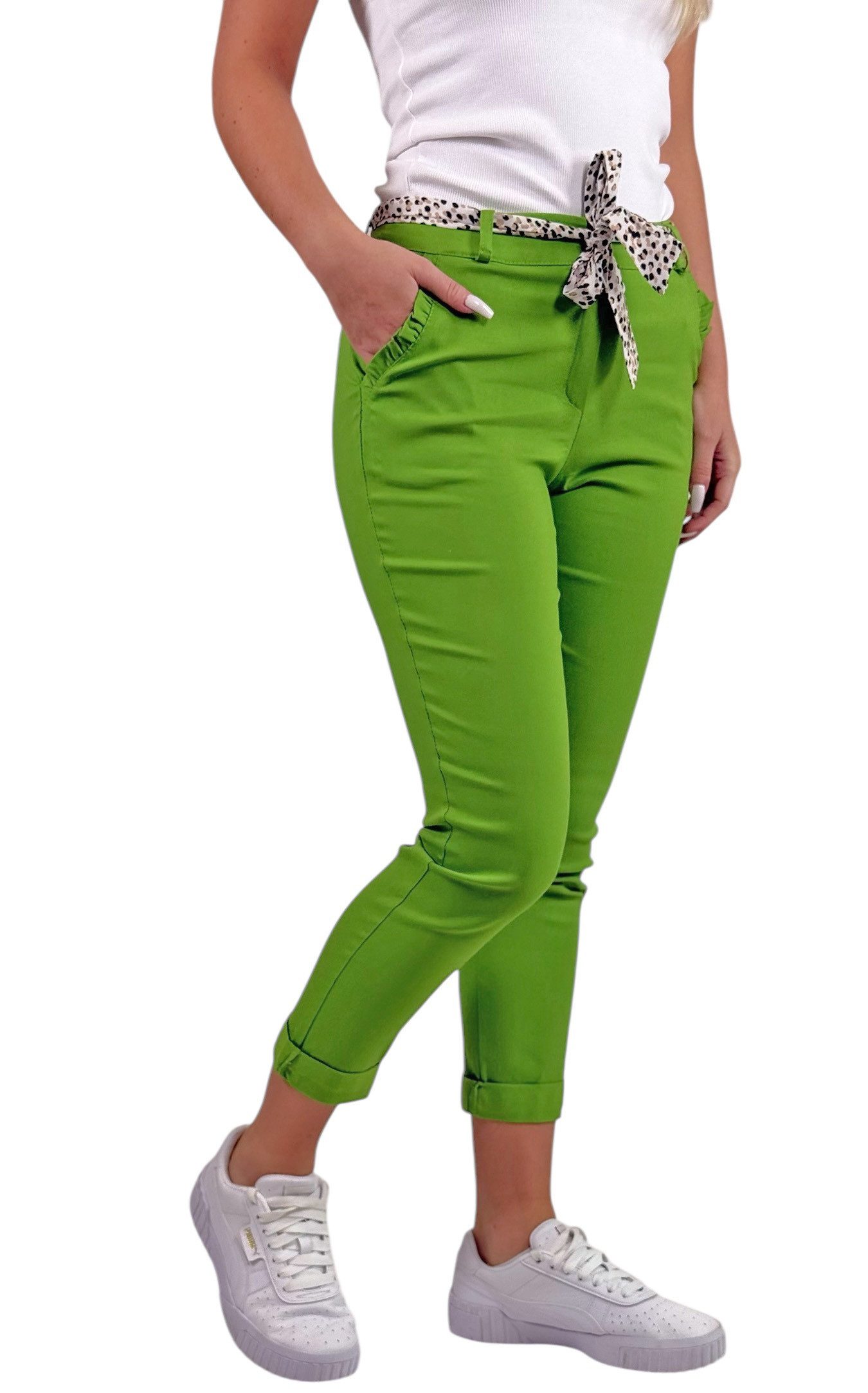 Mississhop Stretch-Hose Female Damen Stretch Klassische Chino Hose mit gemustertem Tuch N. 366