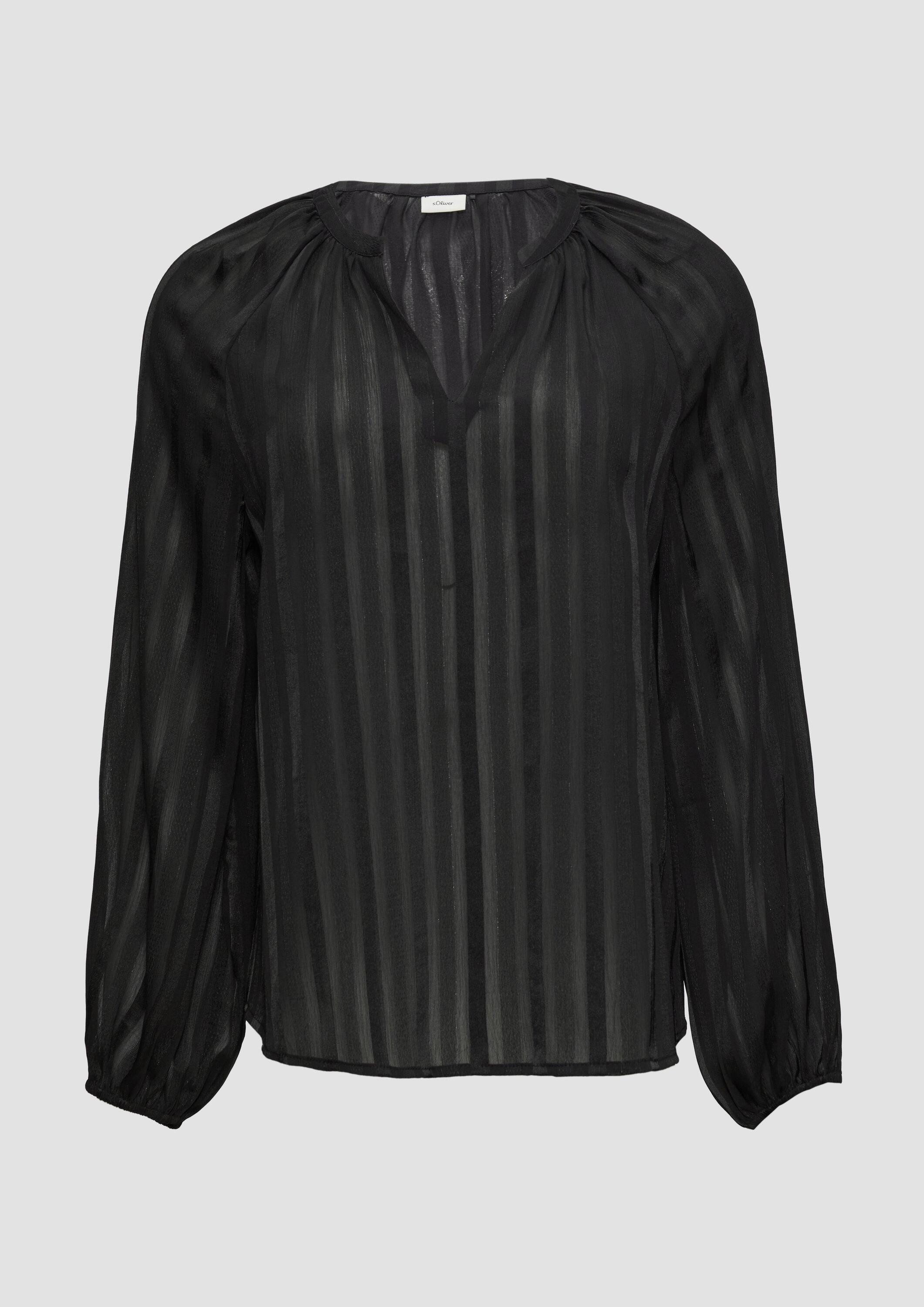 s.Oliver Langarmbluse Bluse Semitransparente Chiffon-Bluse mit Streifen und Glitzergarn