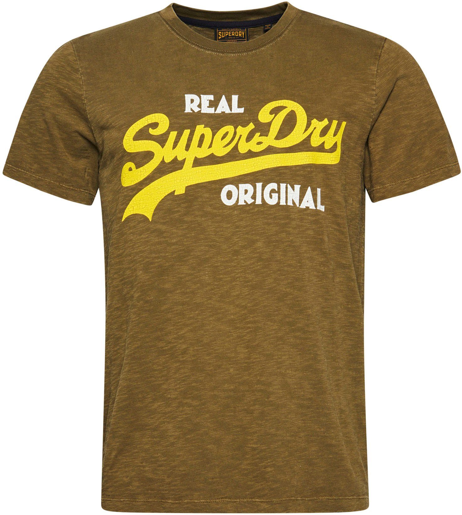 Superdry Rundhalsshirt VINTAGE VL REAL Olive Slub Dark ORIG TEE OD