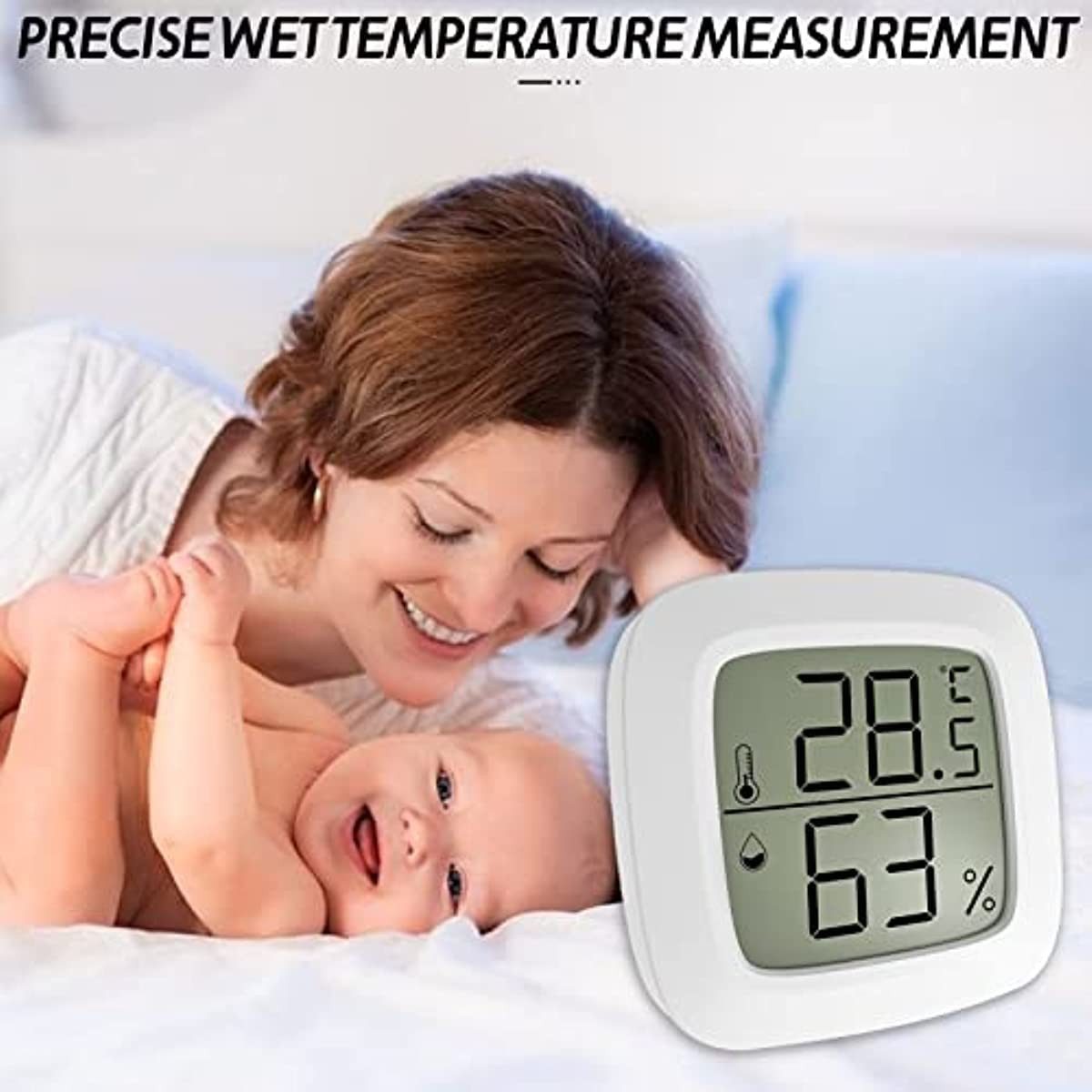 FELIXLEO Hygrometer Klein Thermometer Innen Mini LCD Digital Sensor Weiß x1 Außenwetterstation