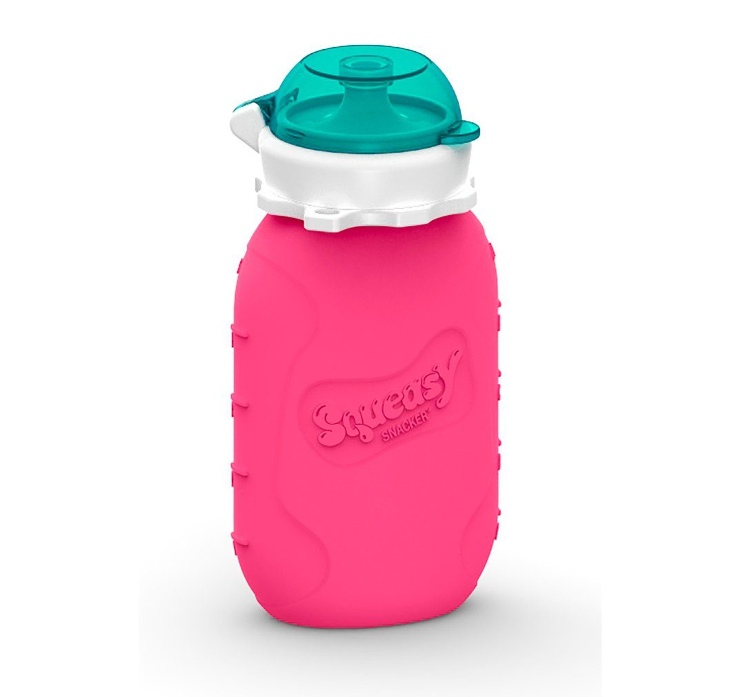 Squeasy Gear Trinkflasche Squeasy Snacker Quetschflasche, 180ml - Wiederverwendbares Quetschie, Quetschbeutel zum selbst befüllen Pink