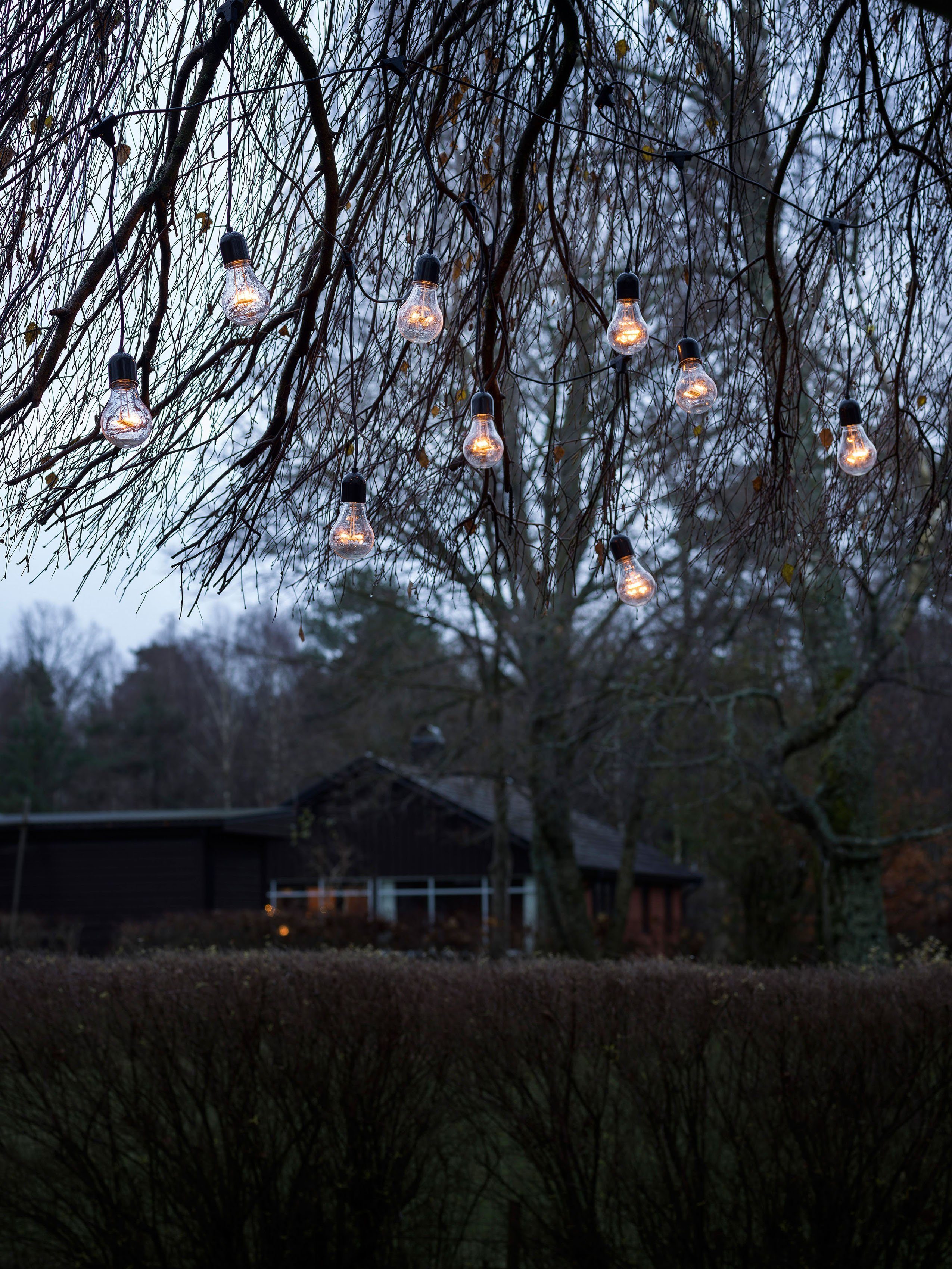 KONSTSMIDE LED-Lichterkette Weihnachtsdeko aussen, LED Birnen 80 Biergartenkette, 10 / klare bernsteinfarbene 10-flammig, Dioden