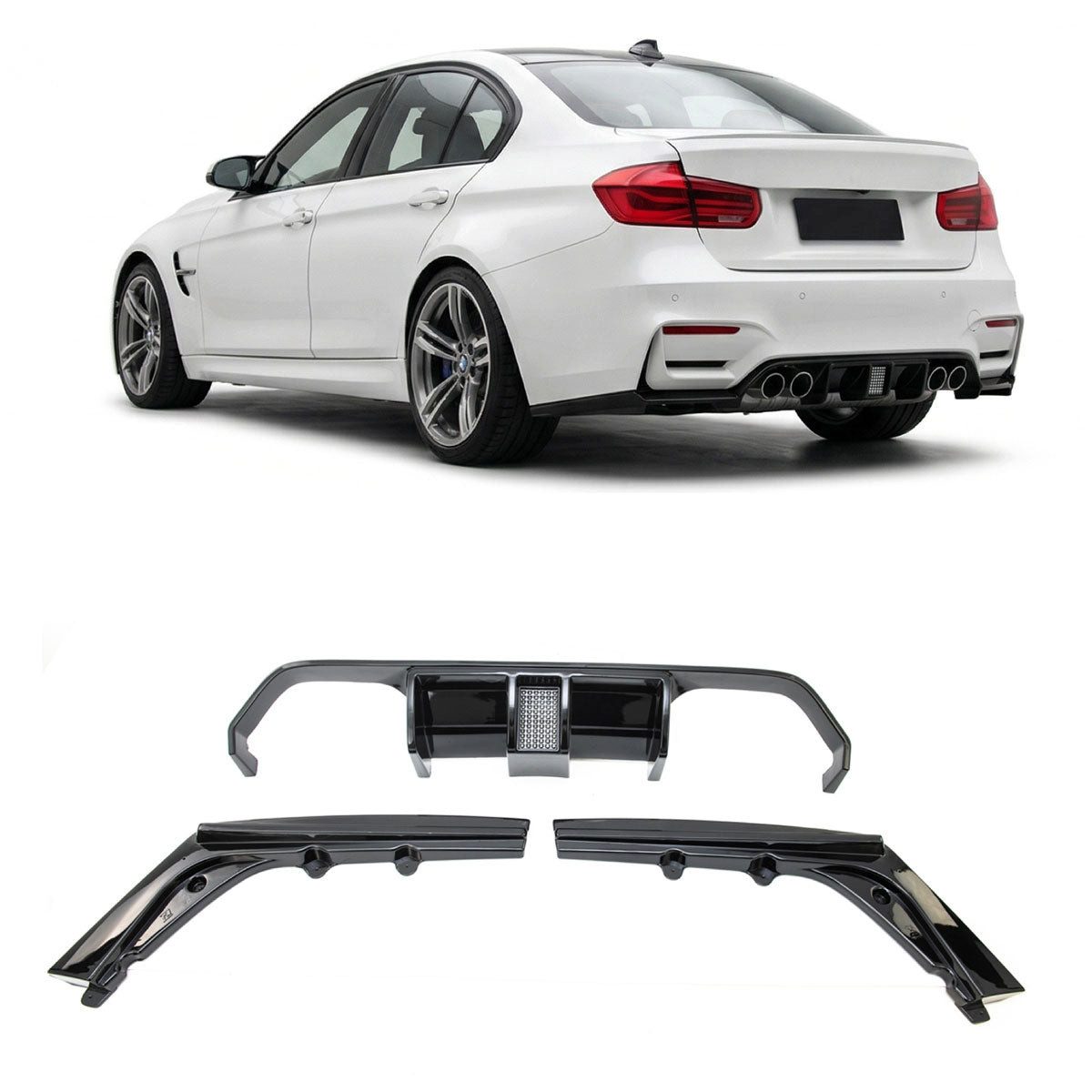 LLCTOOLS Frontstoßstange Heckdiffusor passend für BMW M3 F80 M4 F82 F83 13-20, schwarz glänzend