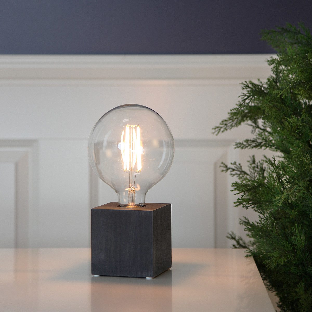STAR TRADING Tischleuchte Lampenhalterung Tischleuchte Würfel E27 9cm stehend Schalter Holz
